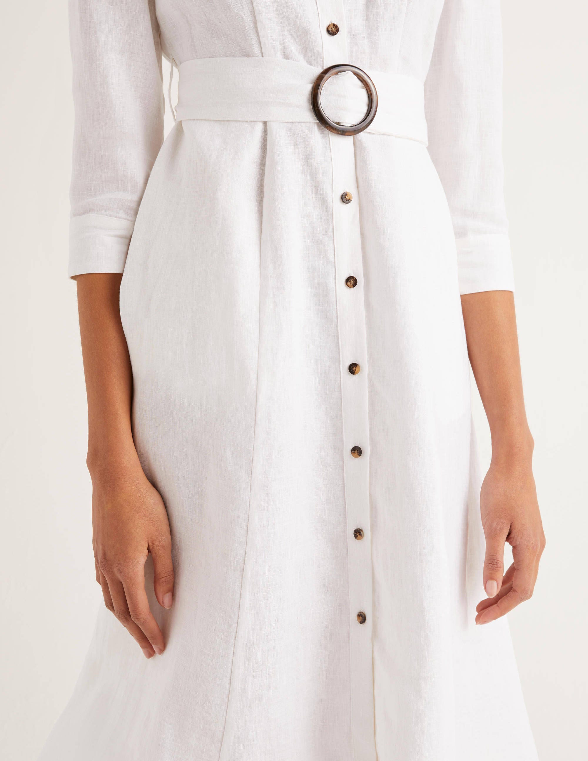 Olivia Linen Shirt Dress White Boden US