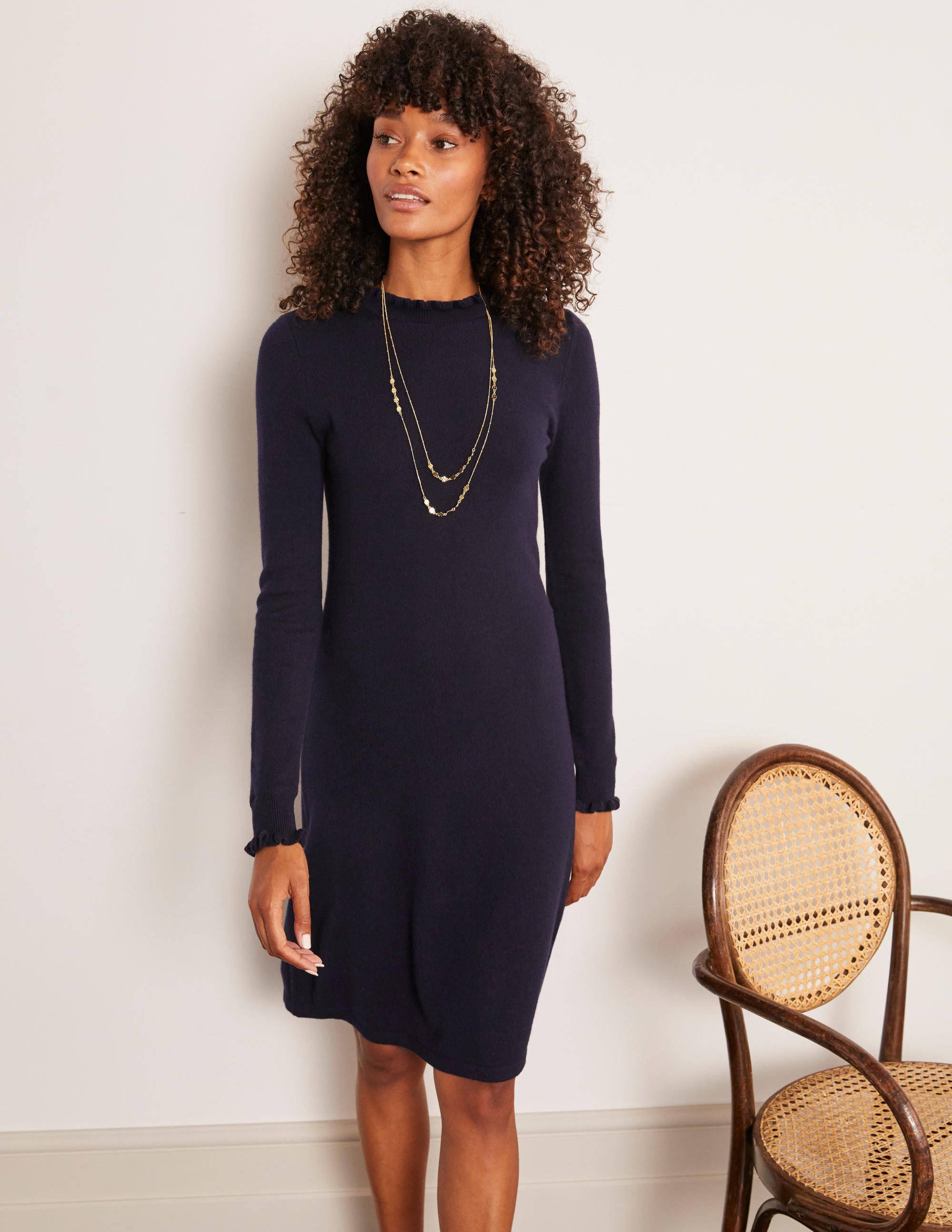 Lara Knitted Dress Navy Boden UK
