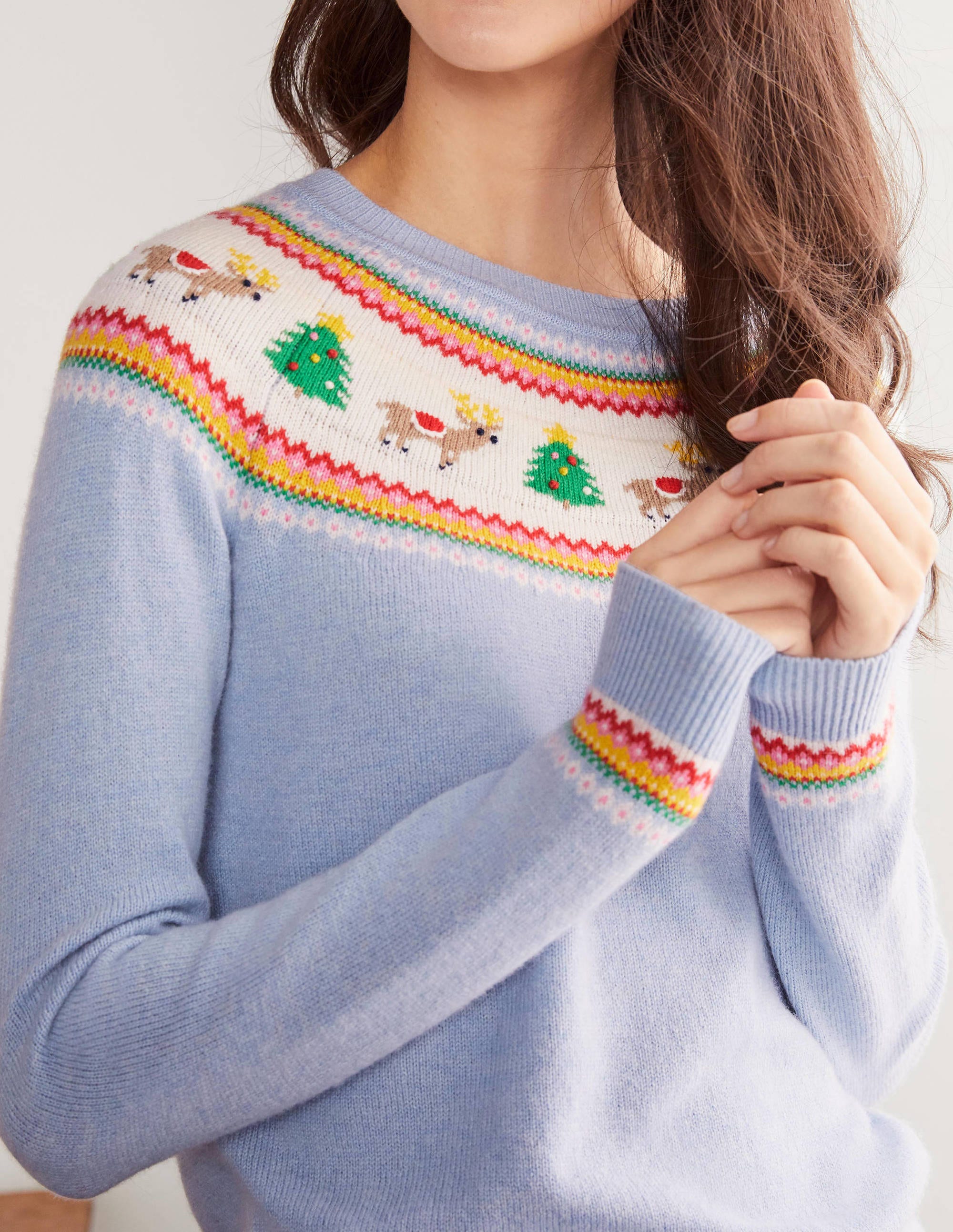 Christmas Jumper Frost Blue, Reindeer Boden UK