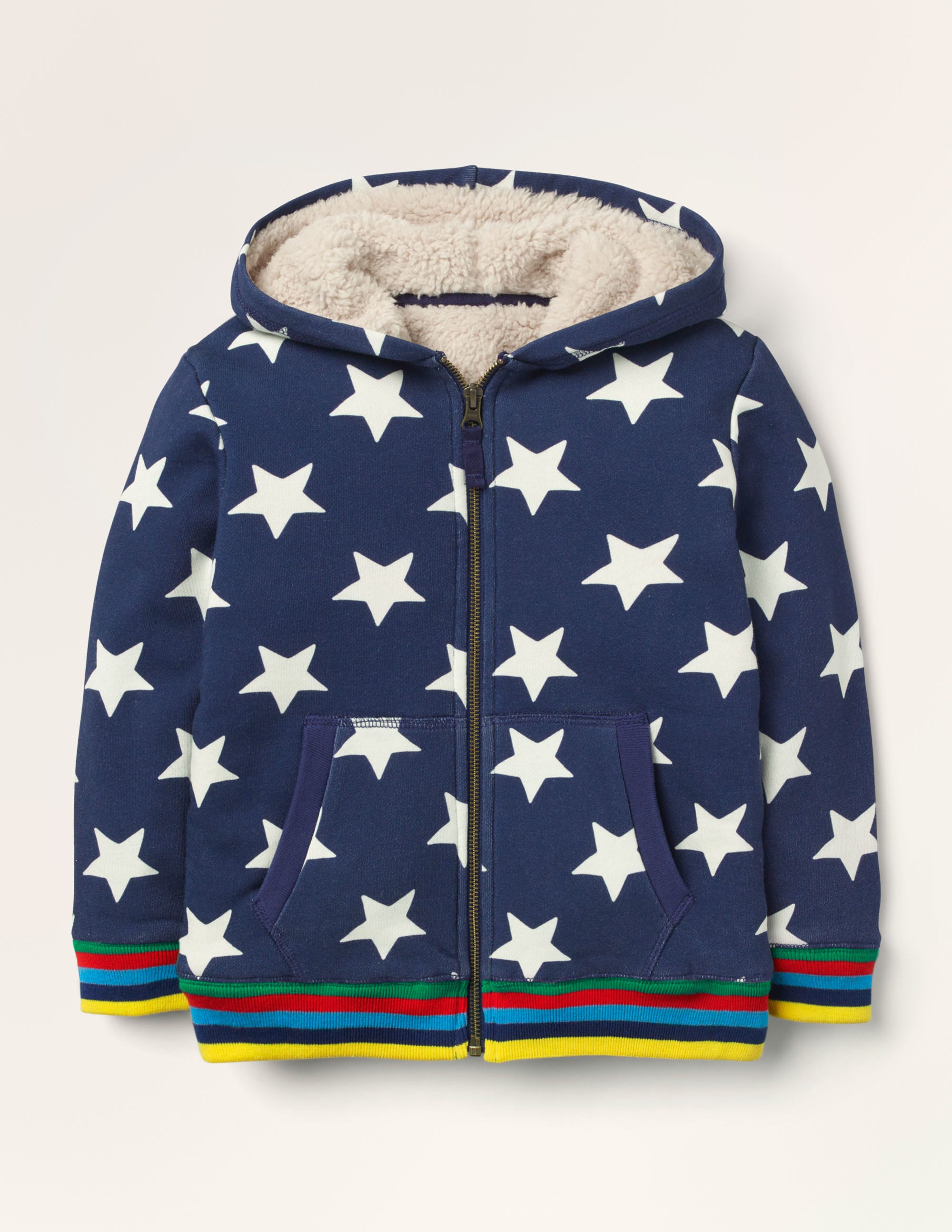 Sweat à capuche zippé à doublure douillette NAV Garçon Boden, Bleu marine