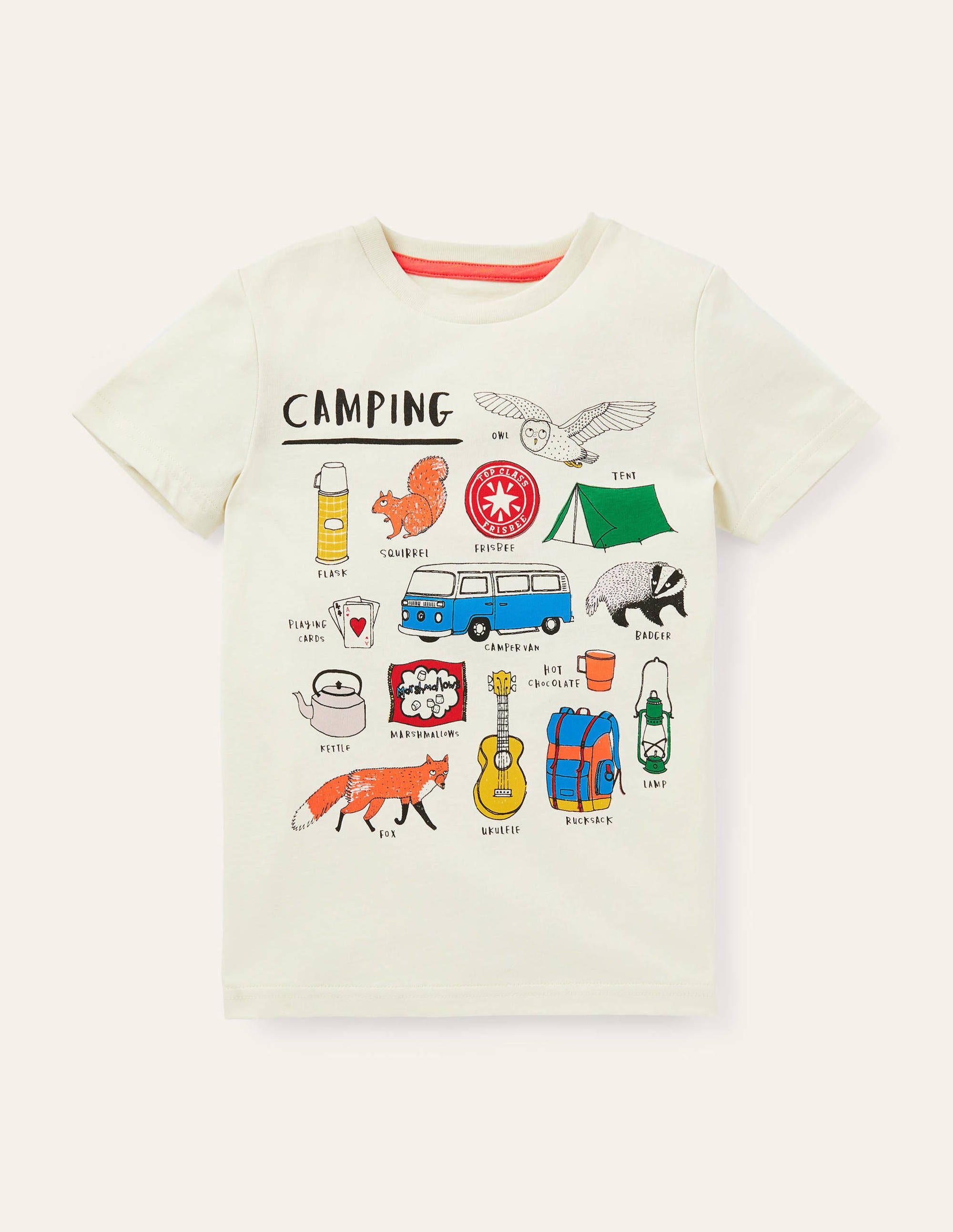 T-shirt graphique à motif camping IVO Boden Boden, Ivory