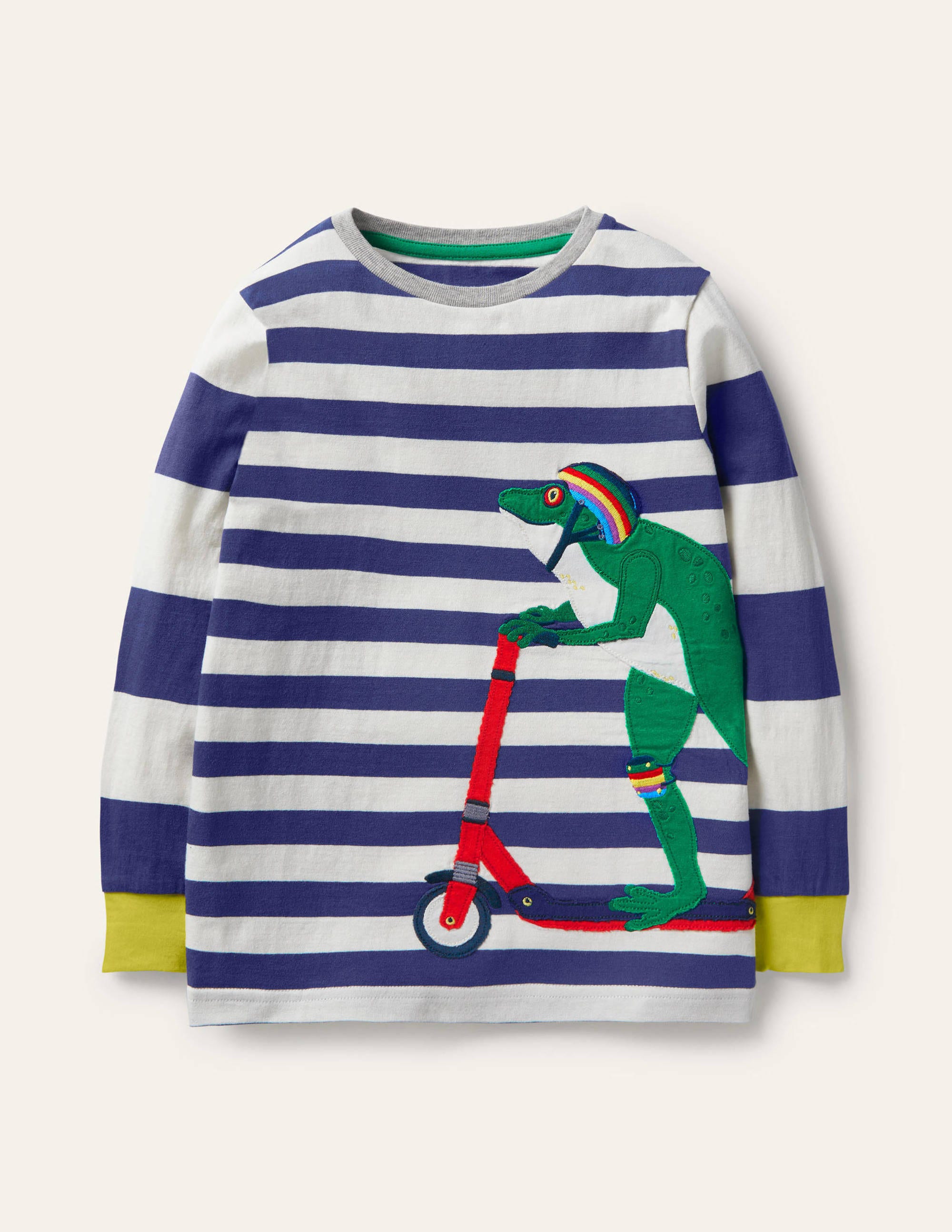 T-shirt rayé à appliqué animal NAV Boden Boden, Ivoire