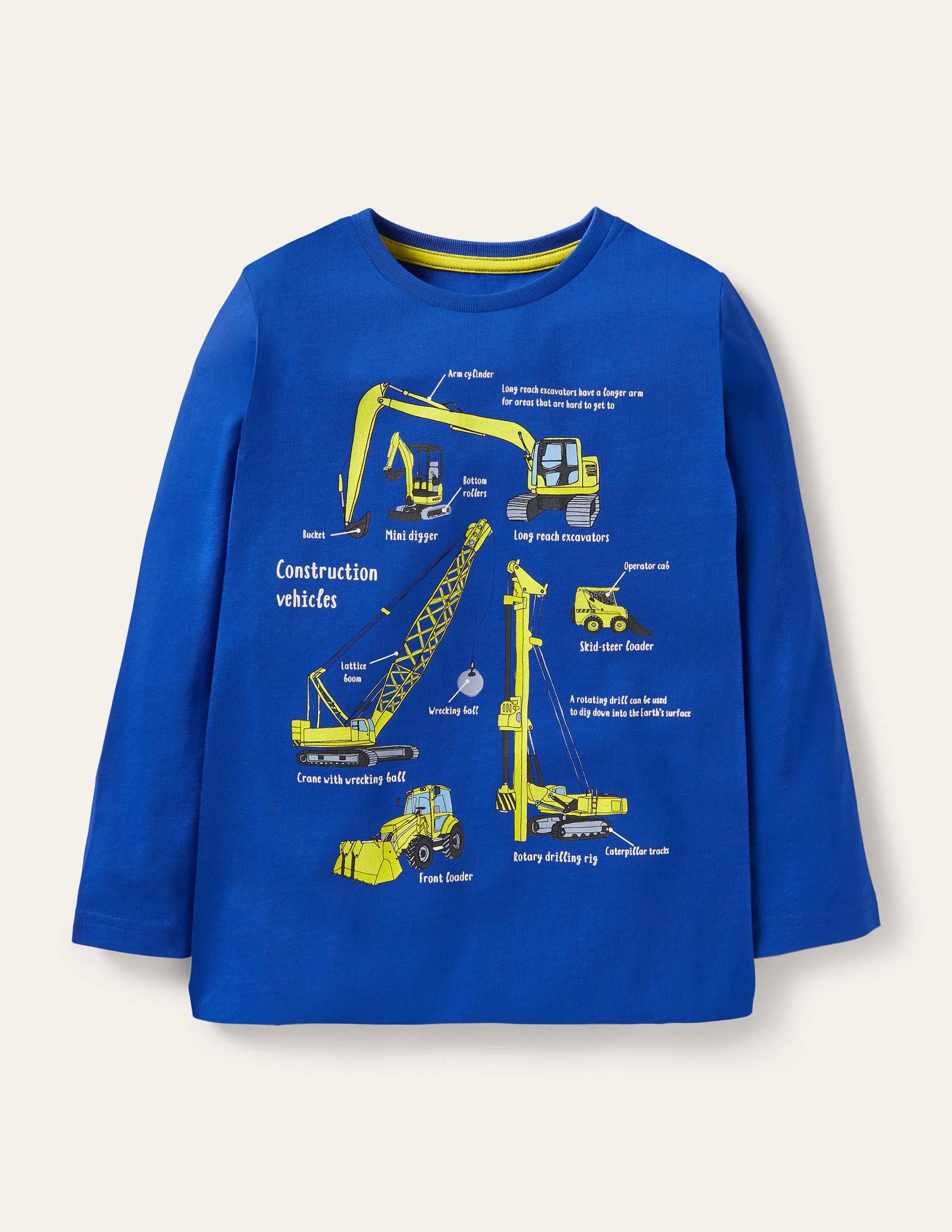 T-shirt éducatif à motif véhicules BLU Boden Boden, Bleu