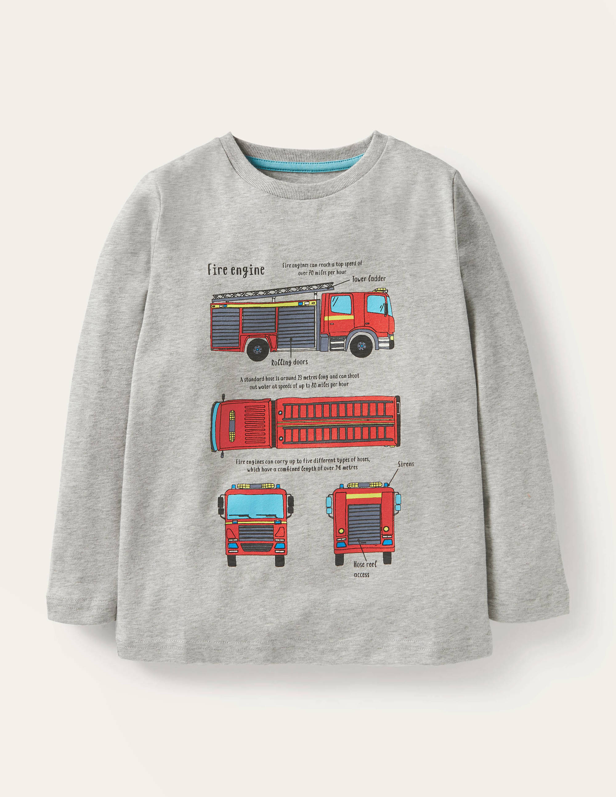 T-shirt éducatif à motif véhicules GRY Boden Boden, Gris