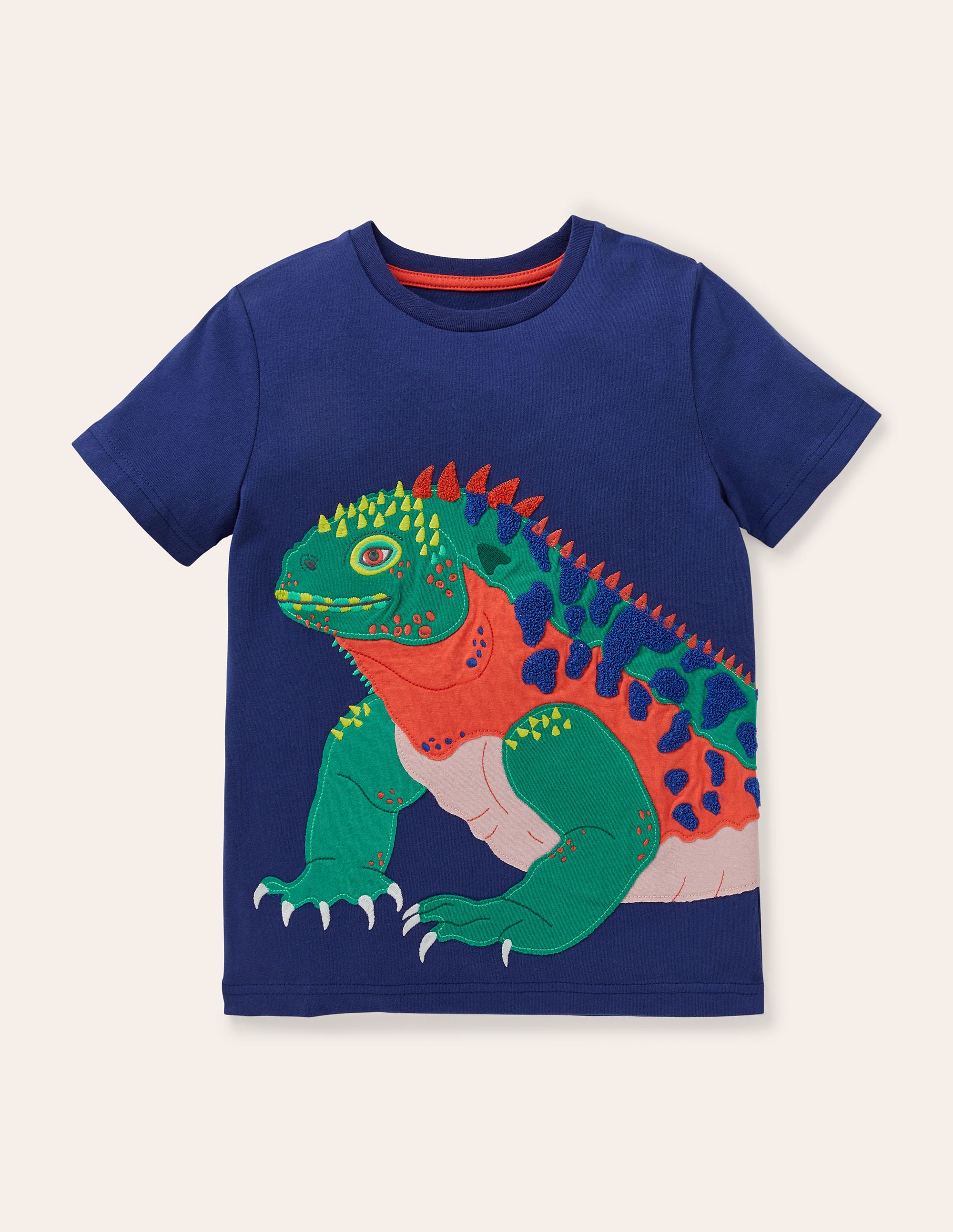 T Shirt A Applique Animal Exotique Iguane Bleu Tribord Boden Fr