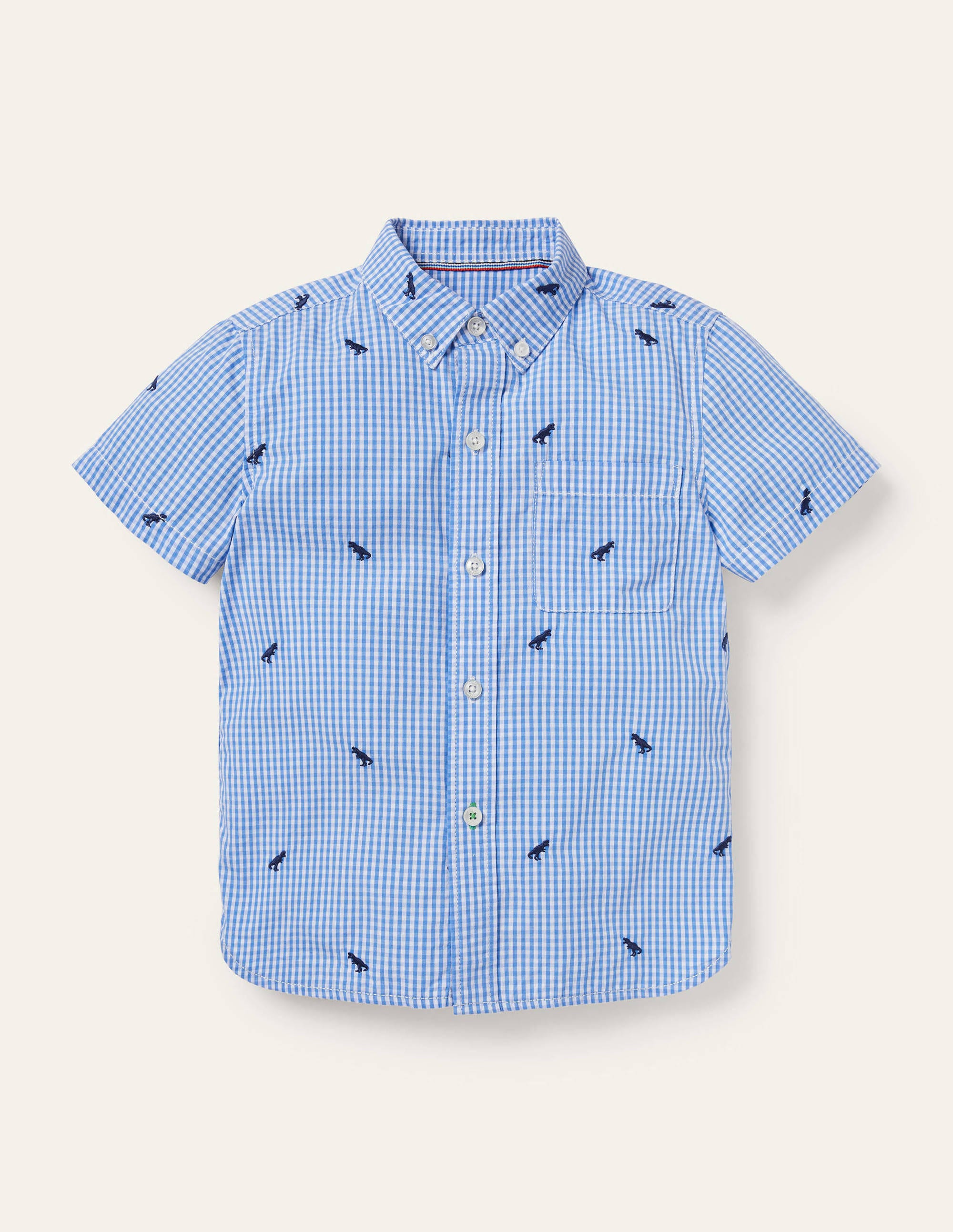 Chemise manches courtes brodée MBL Boden Boden, Blue