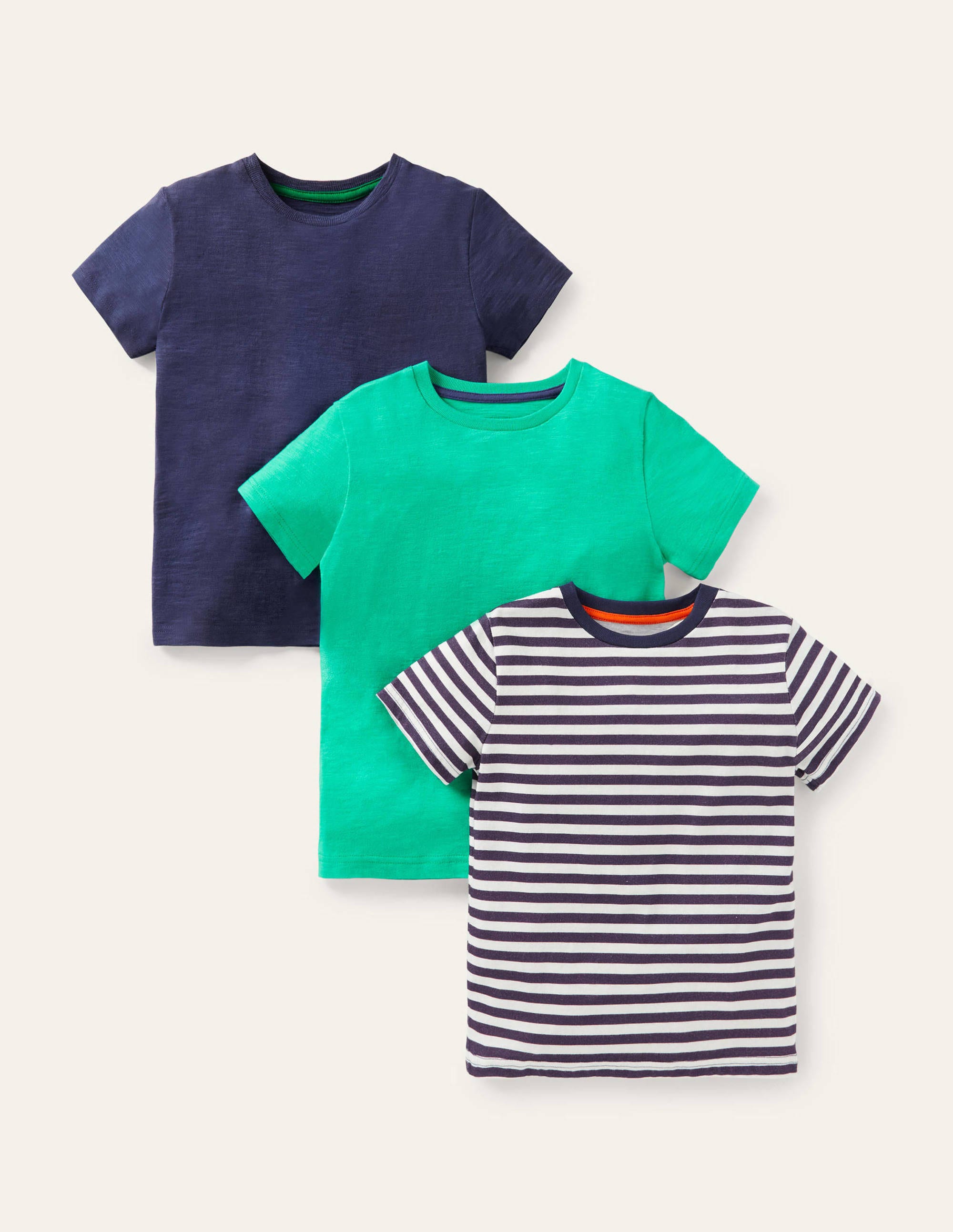 3 T-shirts délavés en tissu flammé NAV Garçon Boden, Blue