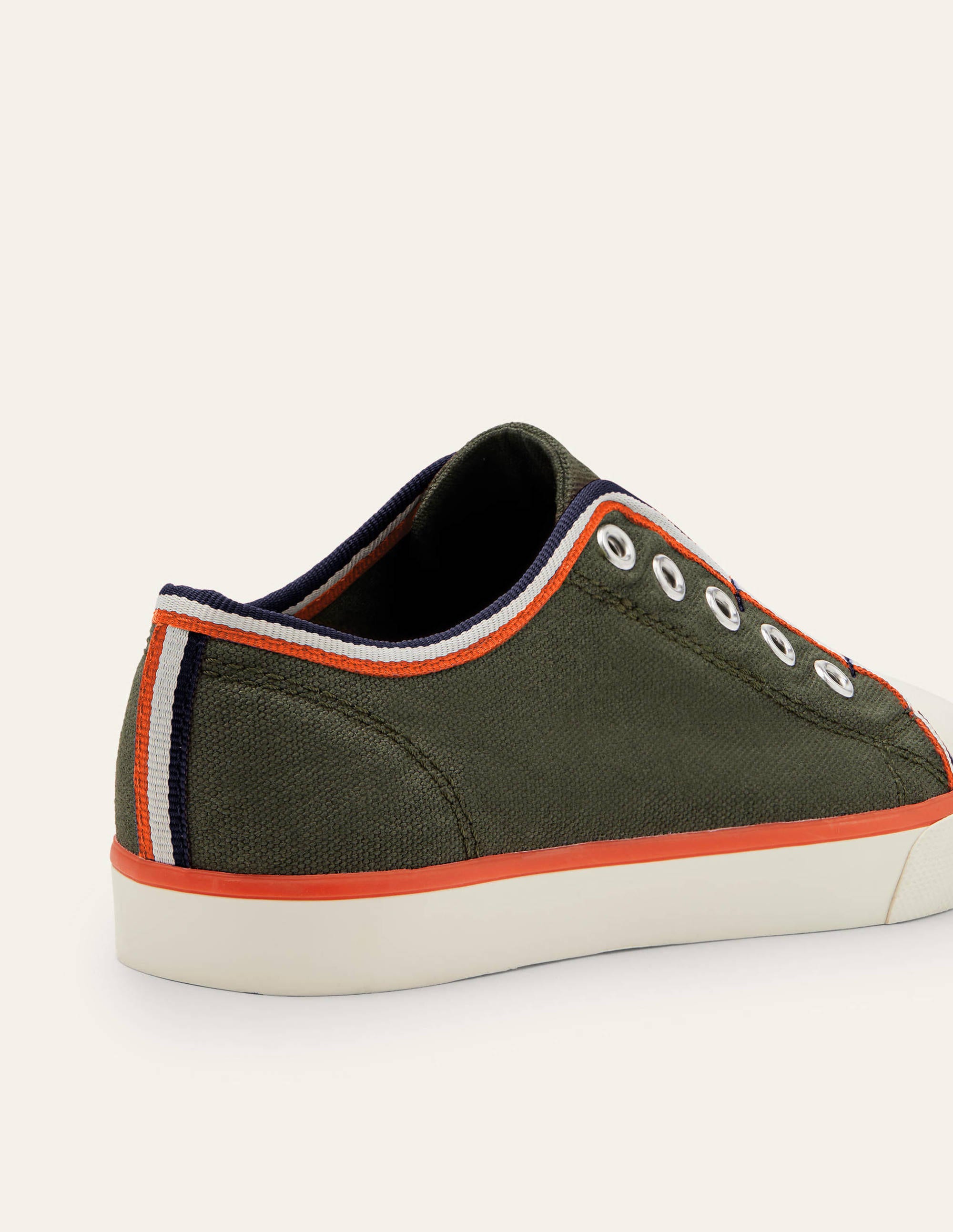 Laceless Canvas Pullons Khaki Boden UK