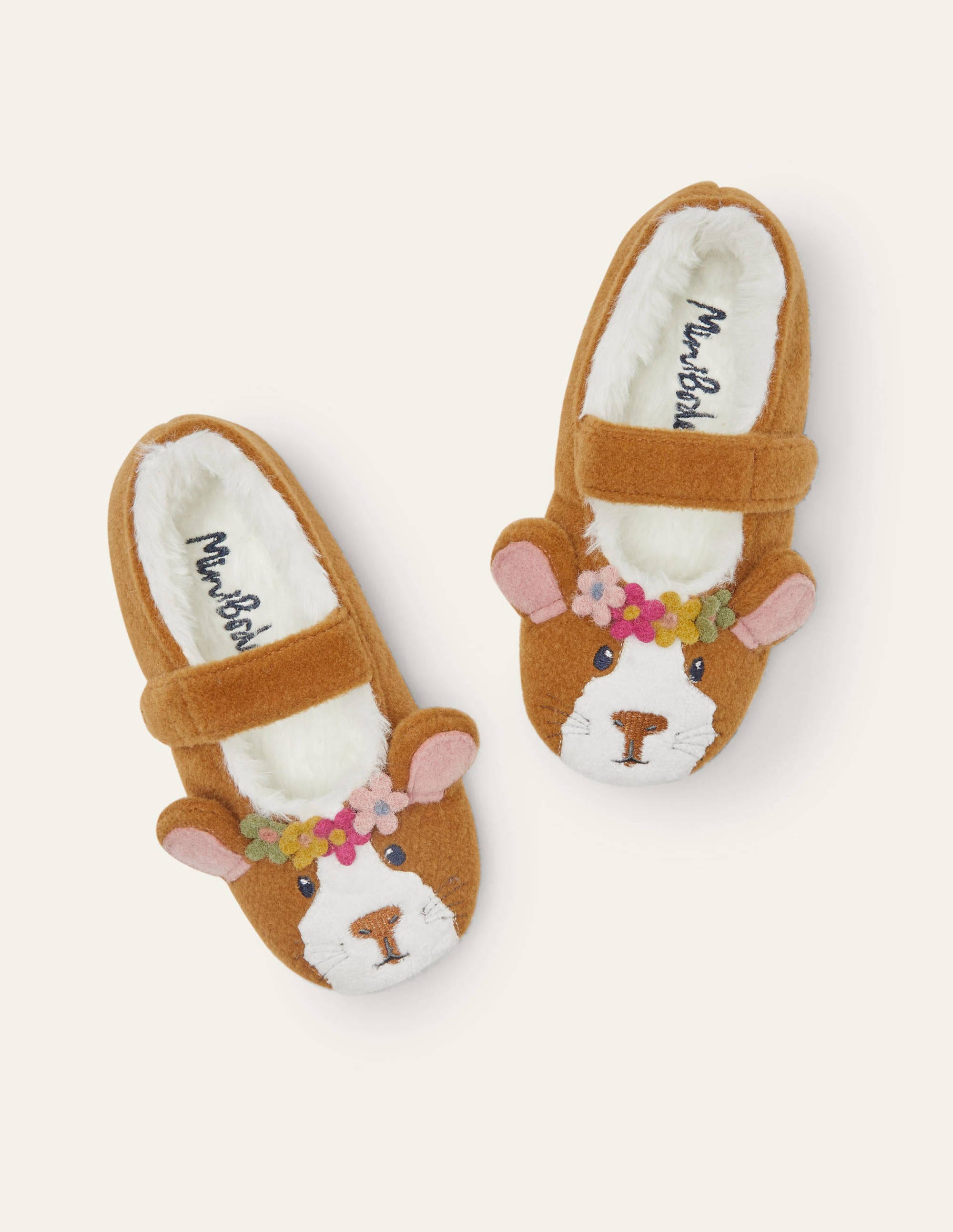 Chaussons babies en feutre BRN Fille Boden, Marron