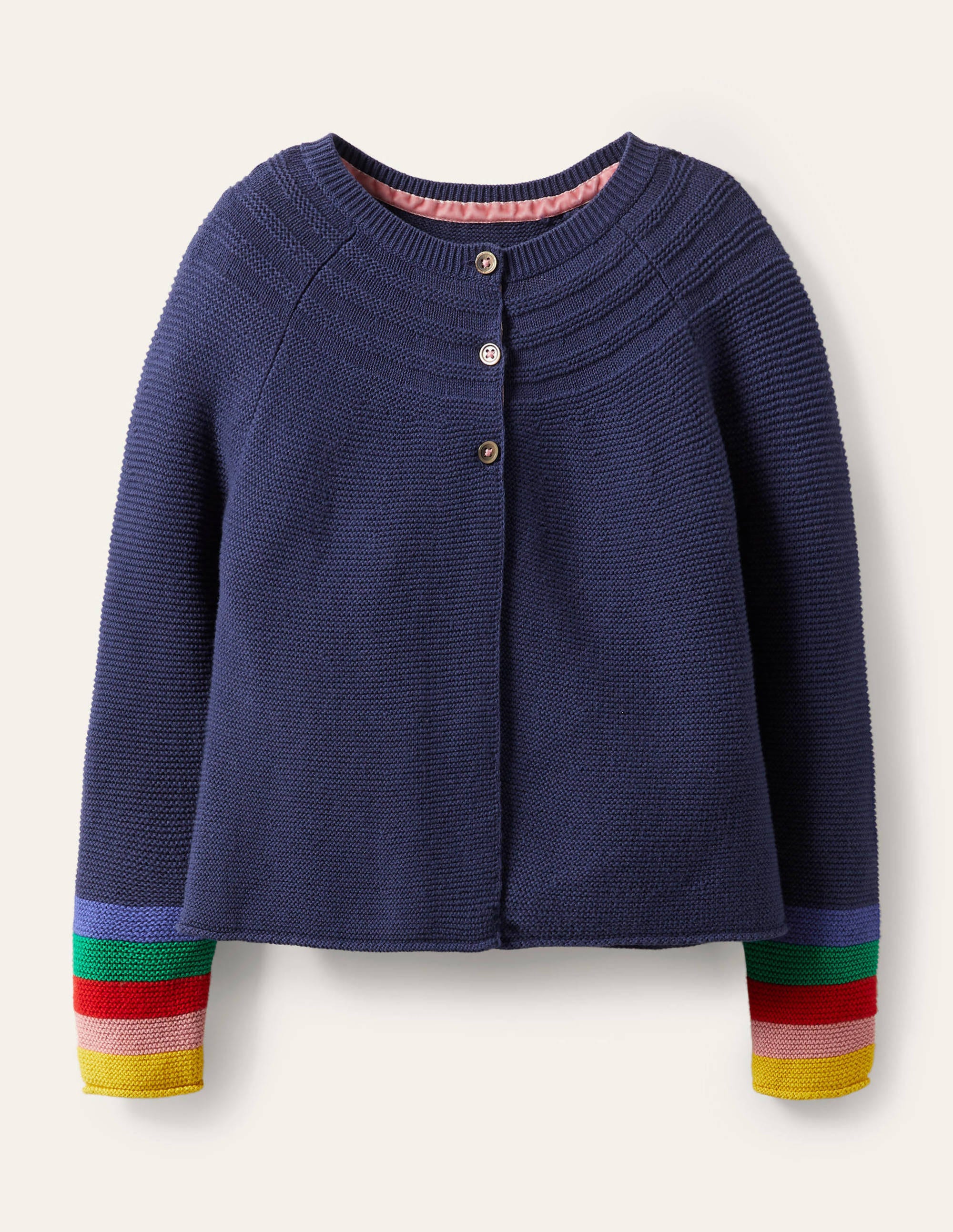 Cotton Cashmere Mix Cardigan - College Navy Rainbow | Boden US