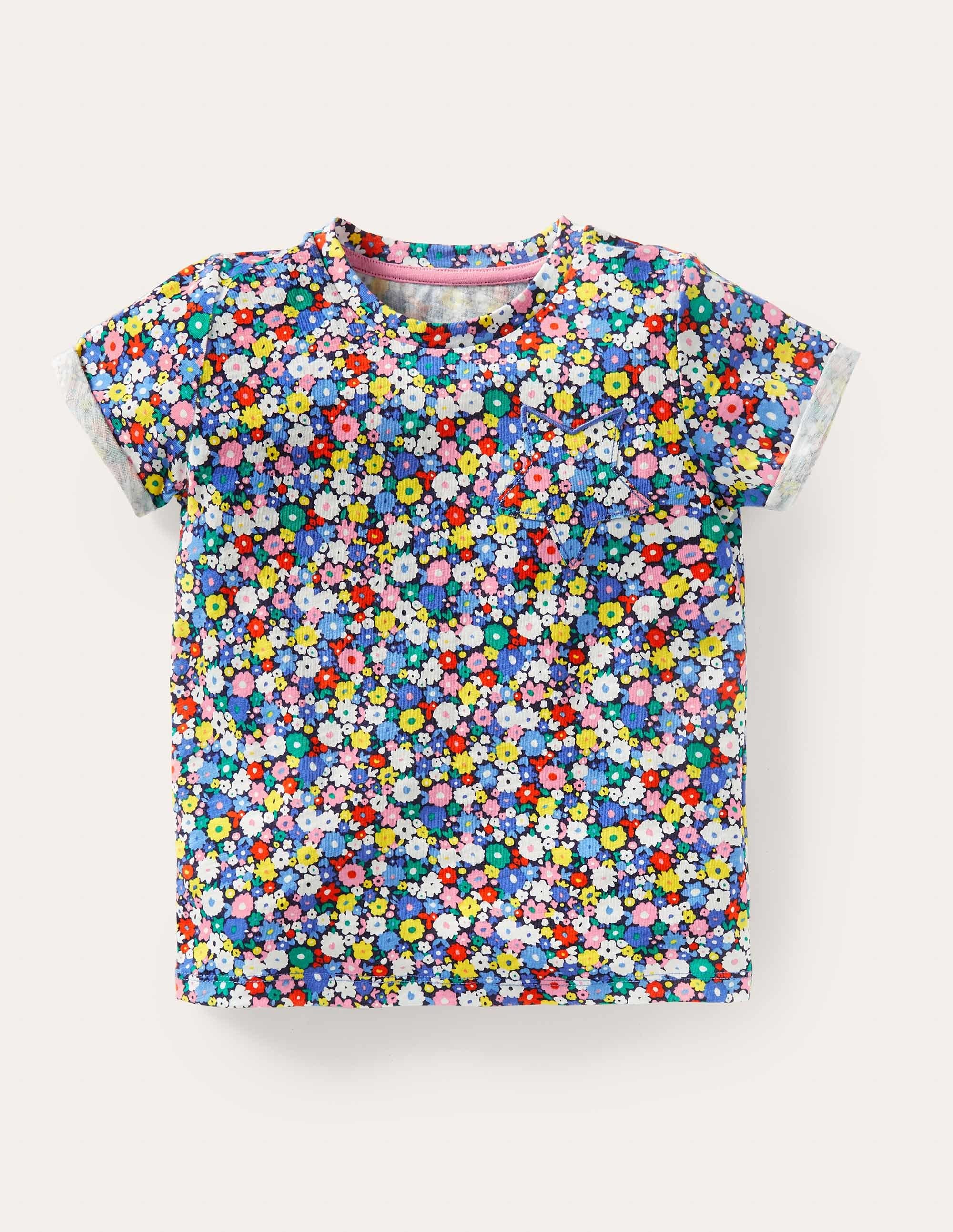 T-shirt flammé avec poche étoilée IRS Fille Boden, Multi