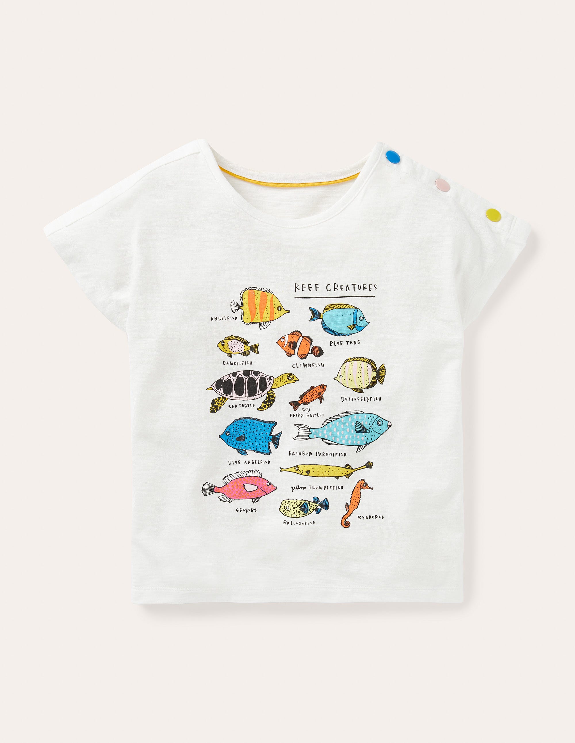 T-shirt à logo et boutons IVO Boden Boden, Ivory