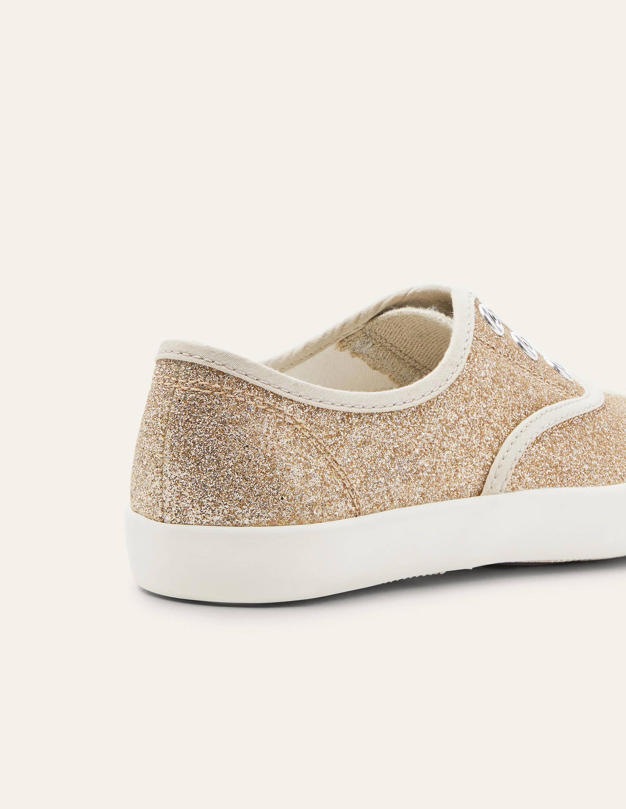 Laceless Canvas Pullons Gold Glitter Boden UK