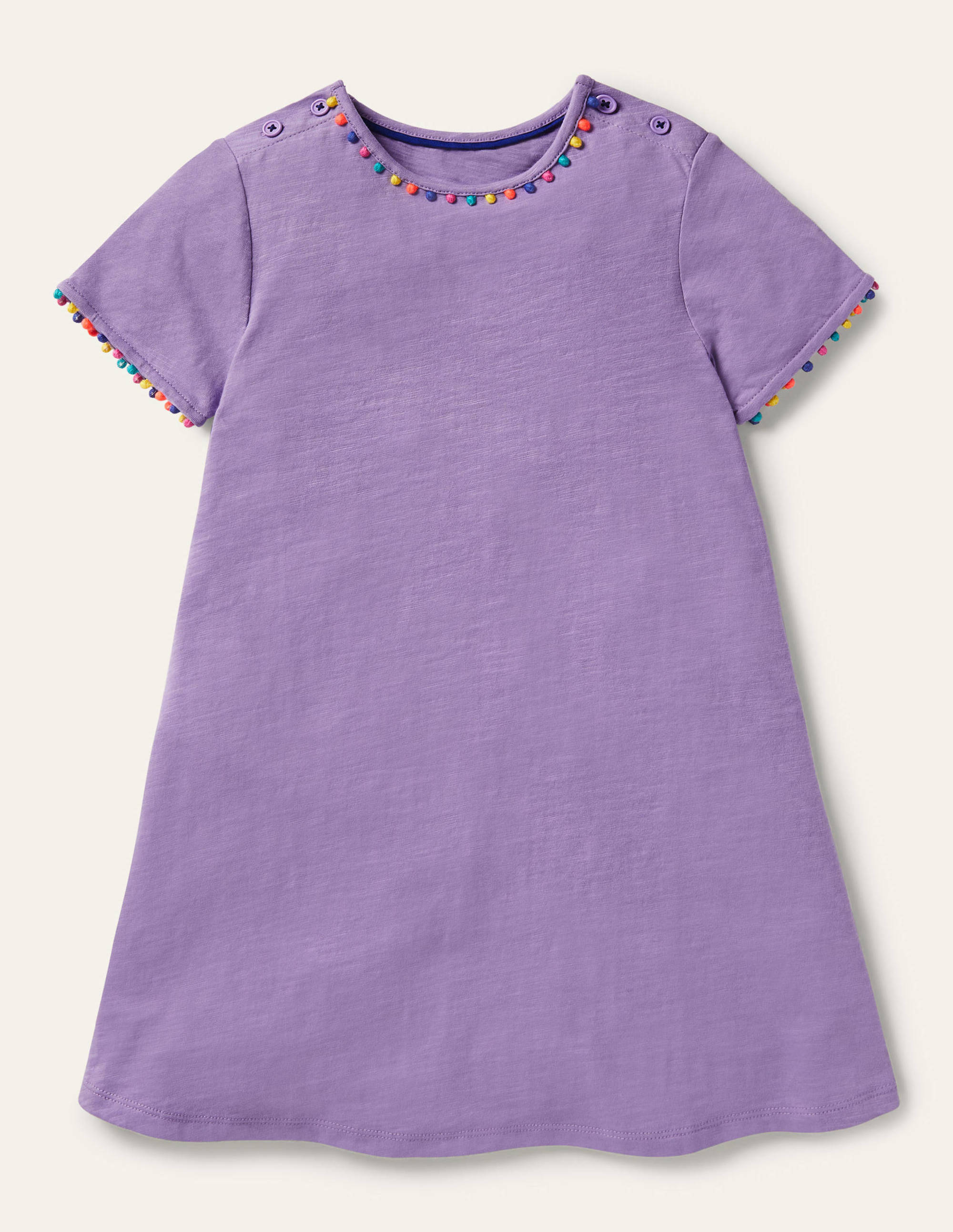 Robe Charlie en jersey à pompons PRP Boden Boden, Purple