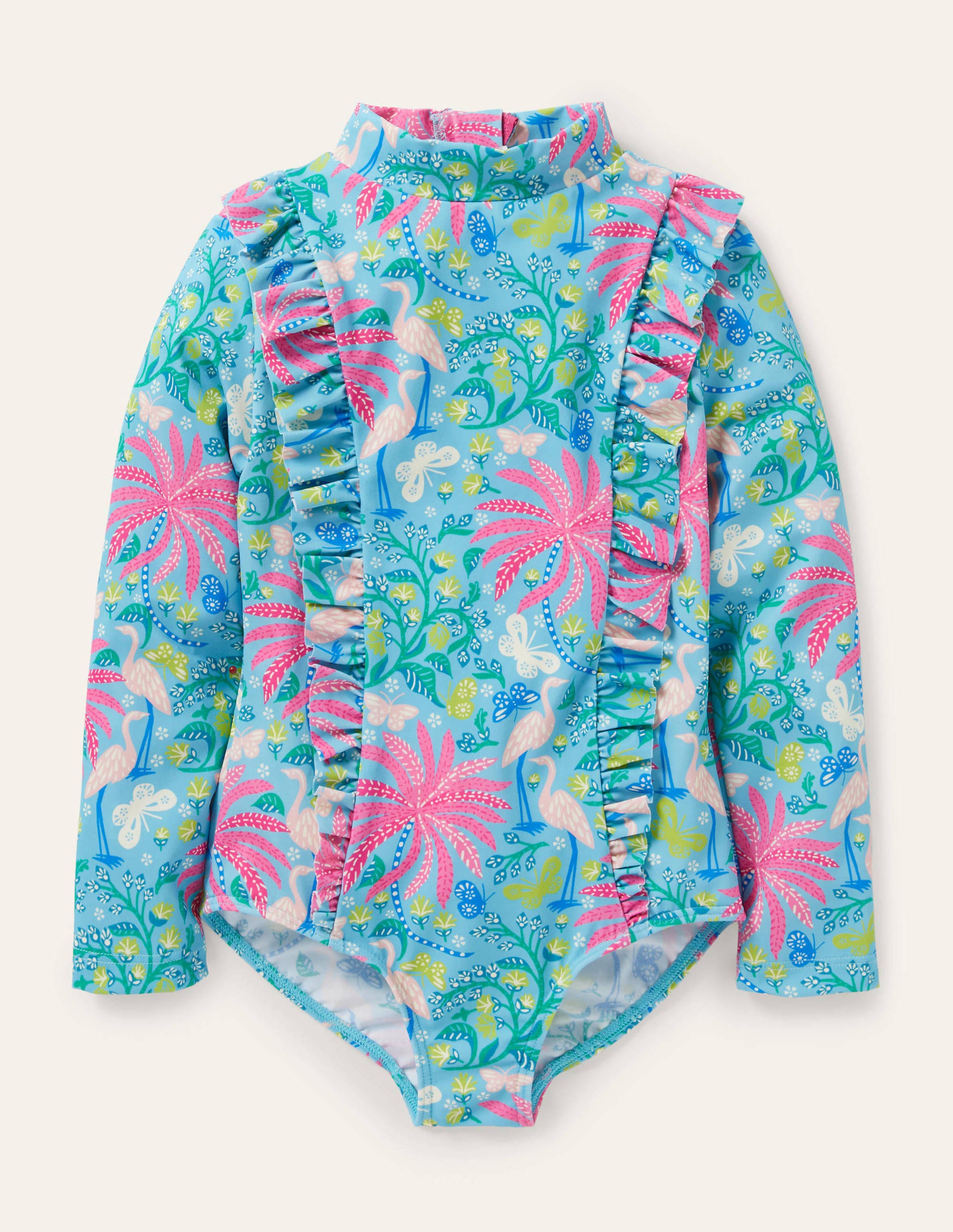 Maillot de bain manches longues à volants BLU Boden Boden, Blue