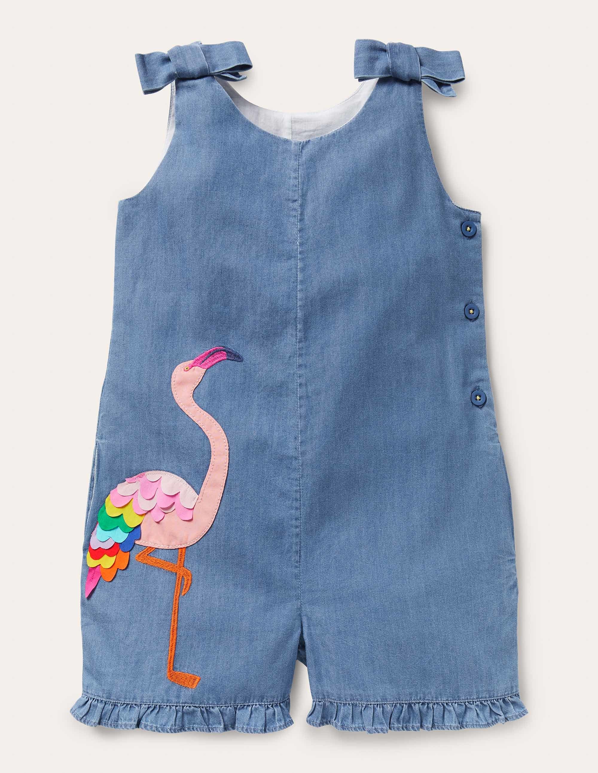Combishort volanté avec liens sur les épaules BLU Boden Boden, Chambray