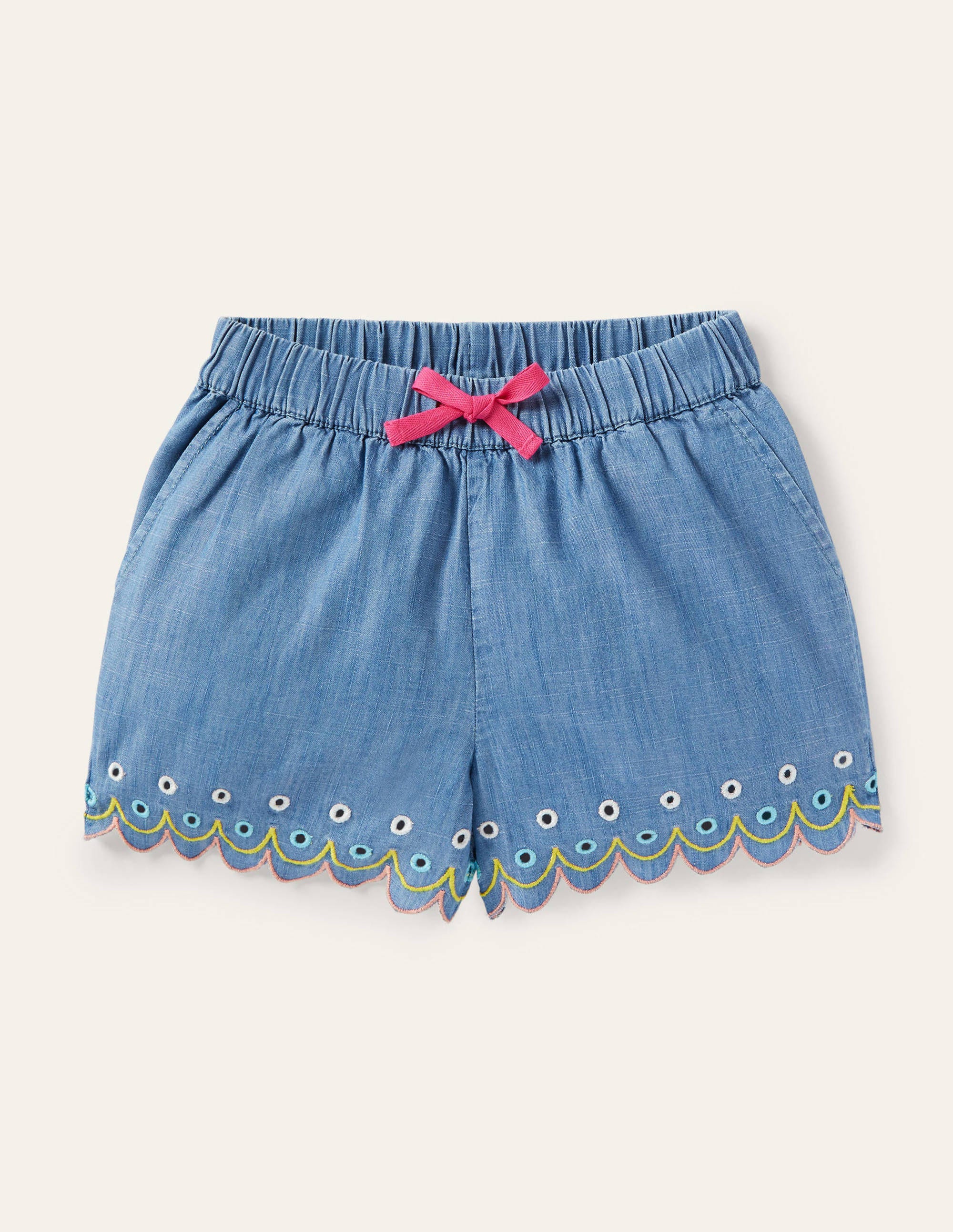 Short à détail festonné BLU Boden Boden, Chambray