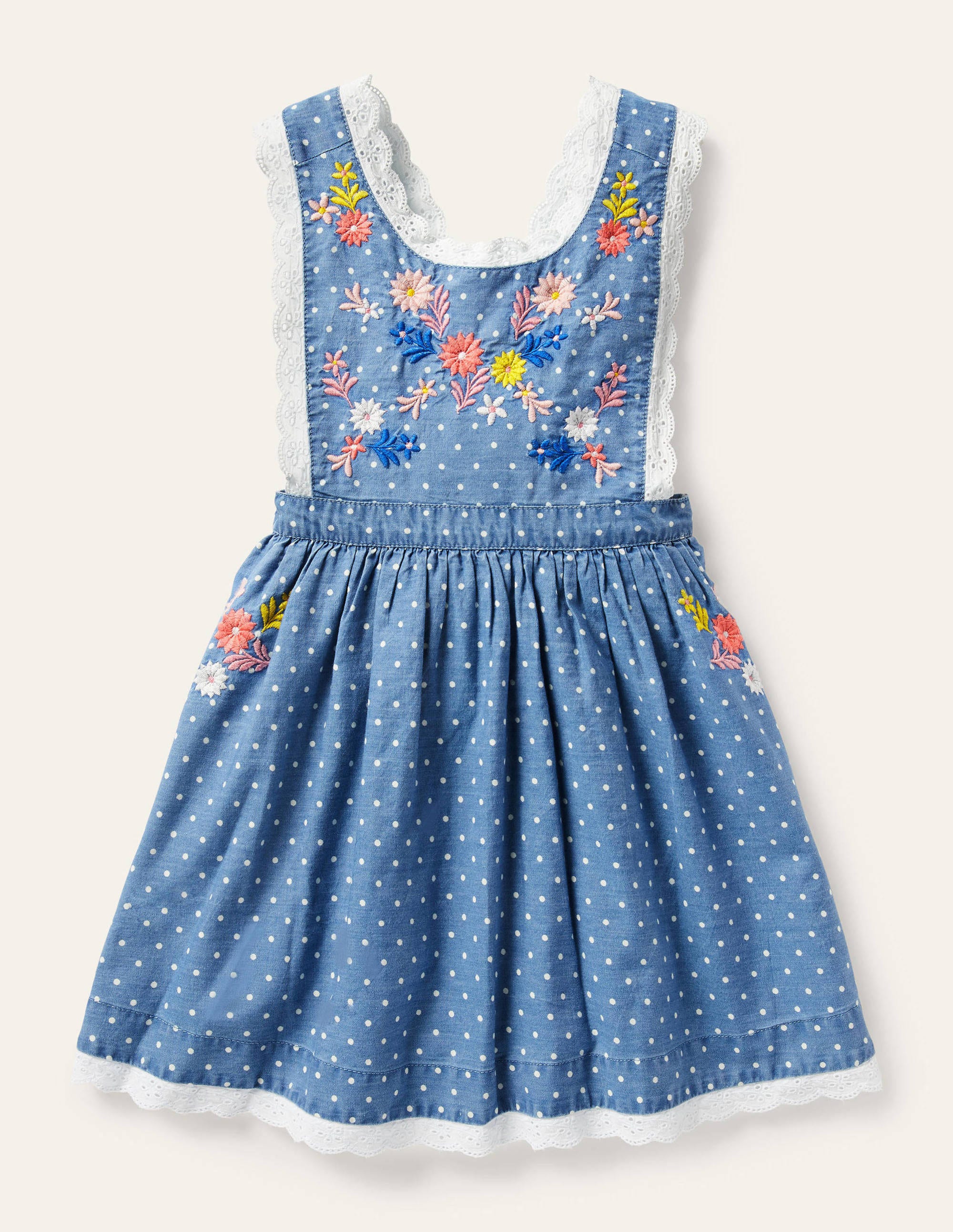 Robe chasuble brodée BLU Boden Boden, Chambray