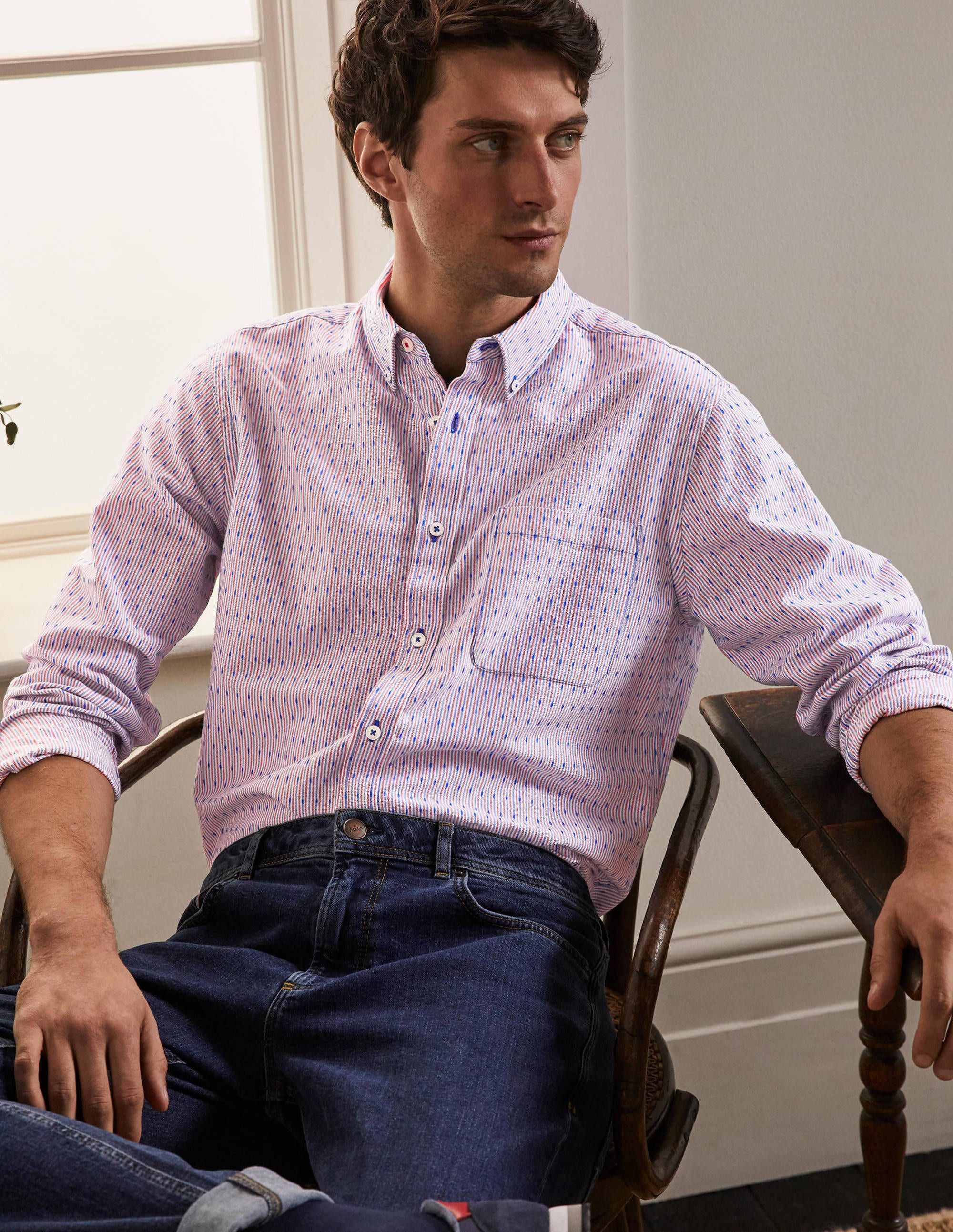 Chemise contemporaine en oxford RED Boden Boden, Bleu