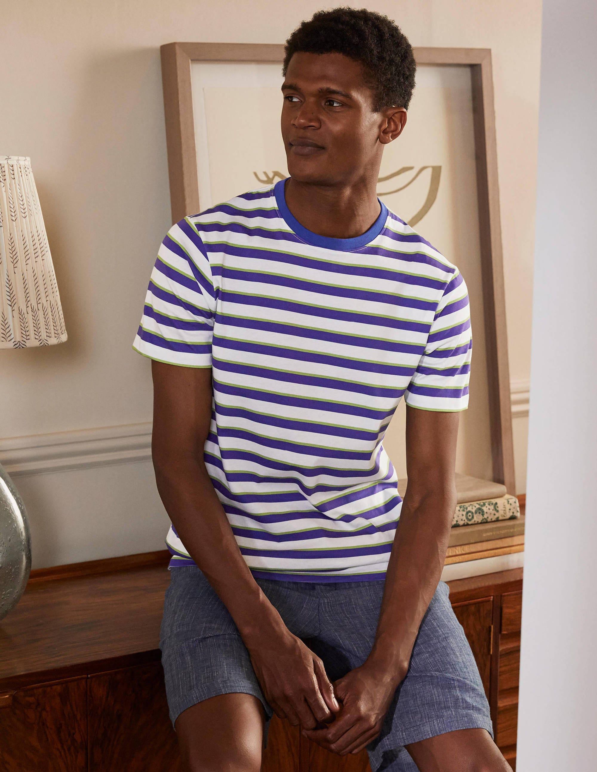 T-shirt délavé BST Homme Boden, Bleu