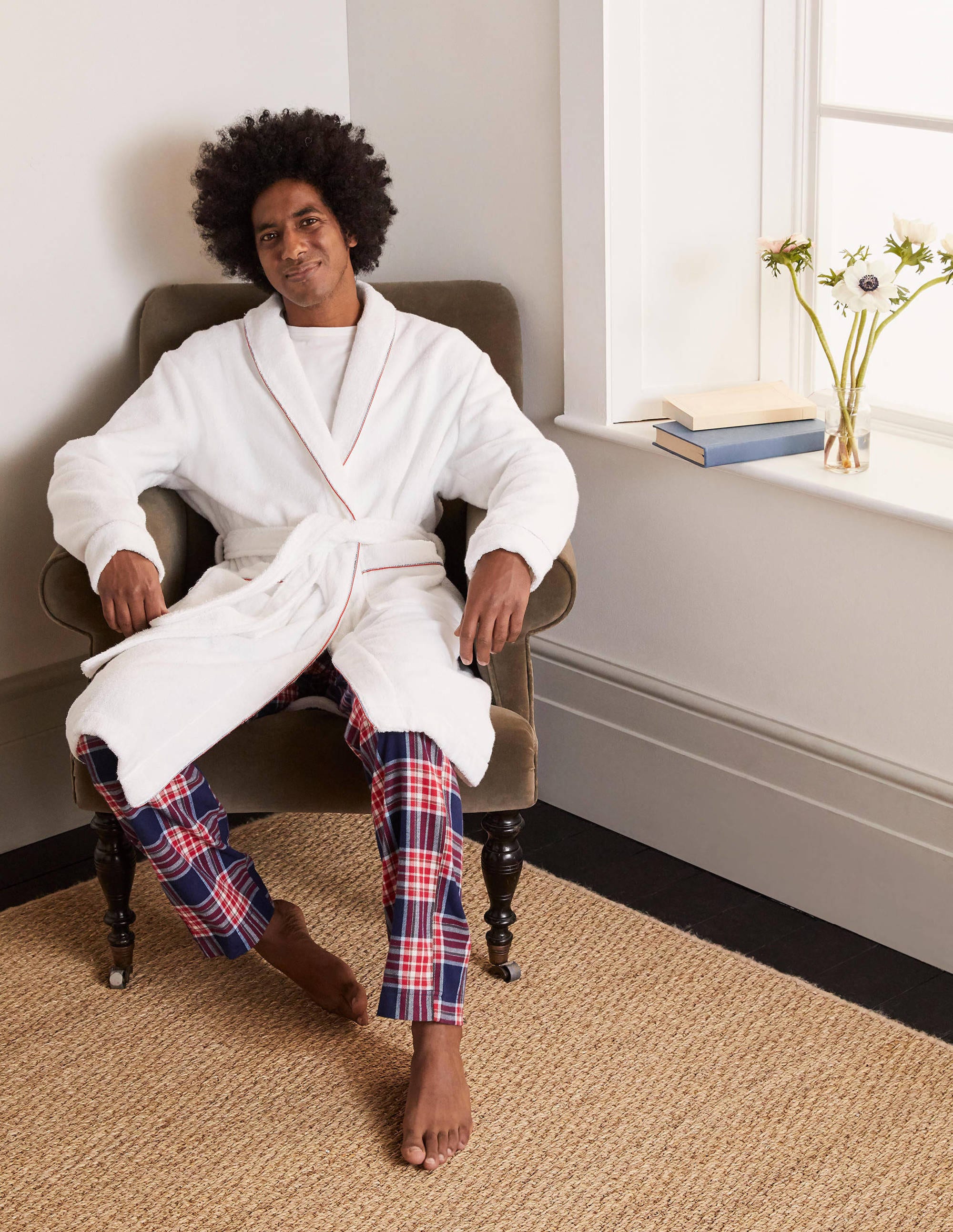 Peignoir en éponge WHT Homme Boden, White