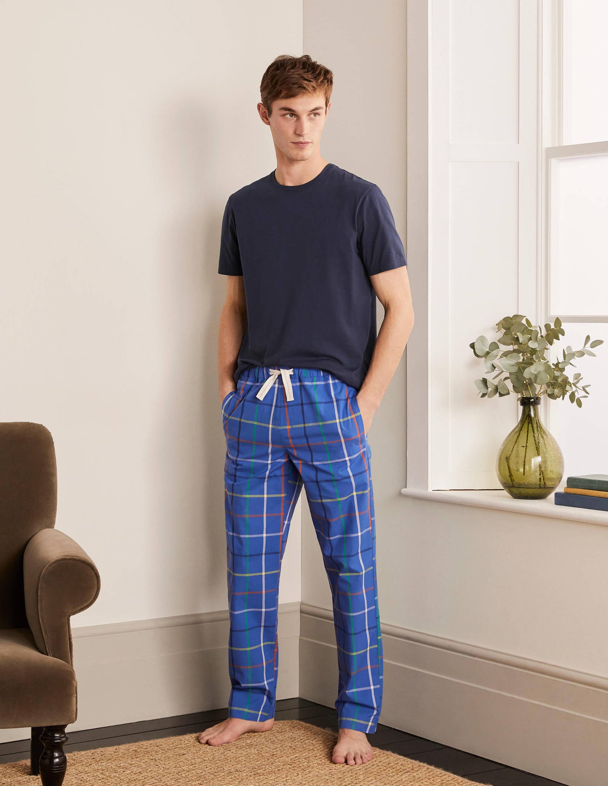 Bas de pyjama en popeline de coton BCK Homme Boden, Multi