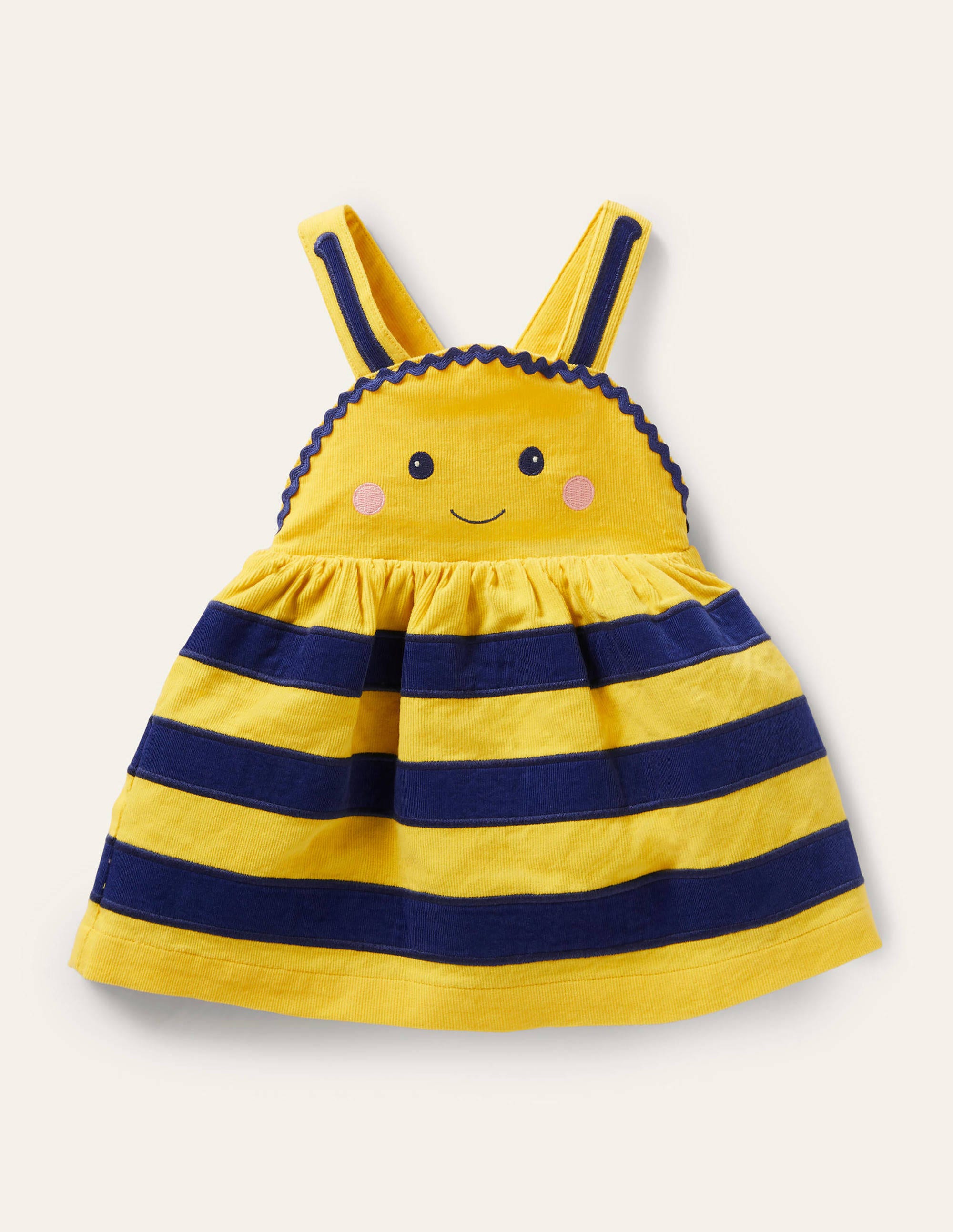 Robe chasuble fantaisie en velours côtelé YEL Bébé Boden, Yellow