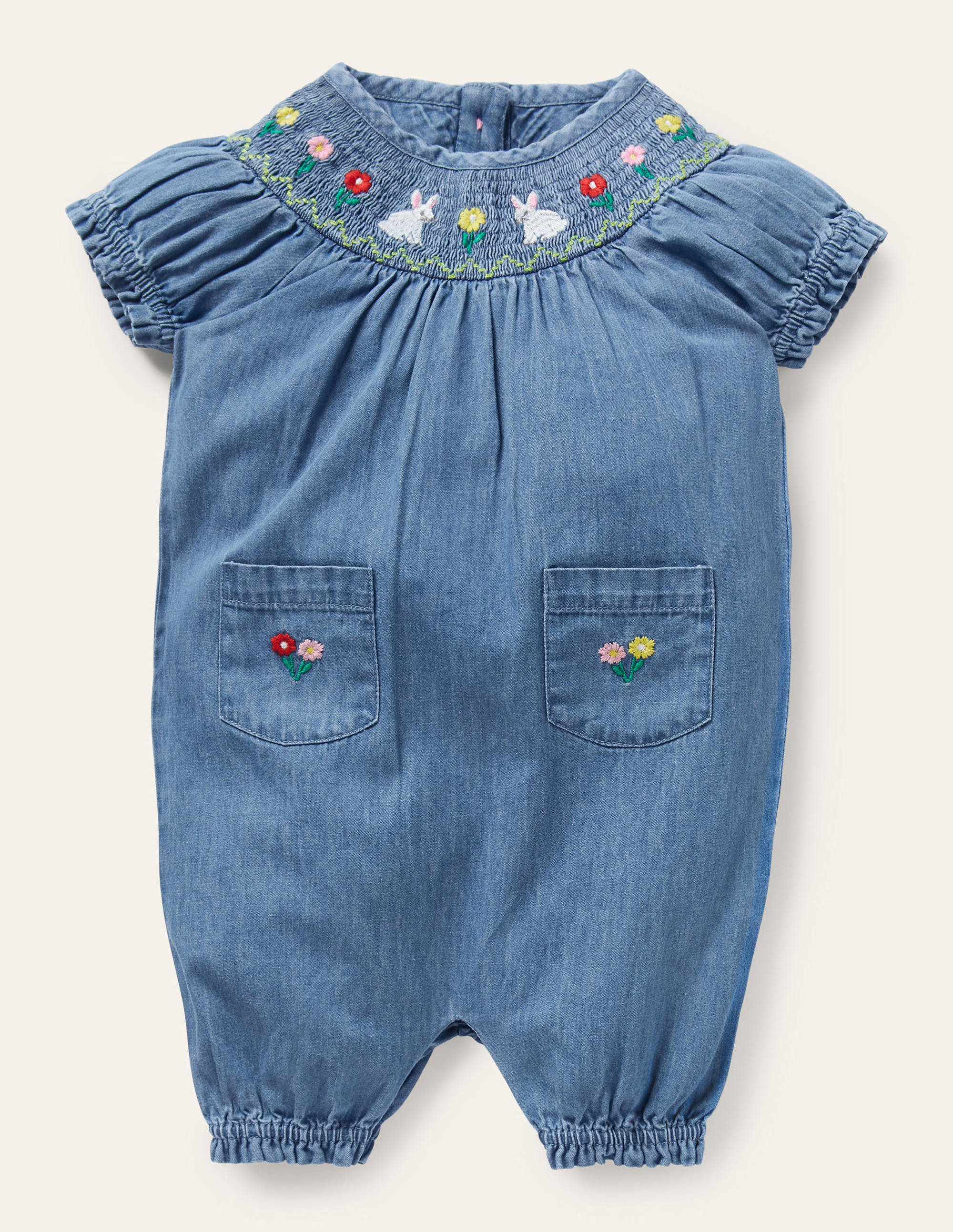 Barboteuse à smocks DEN Bébé Boden, Chambray