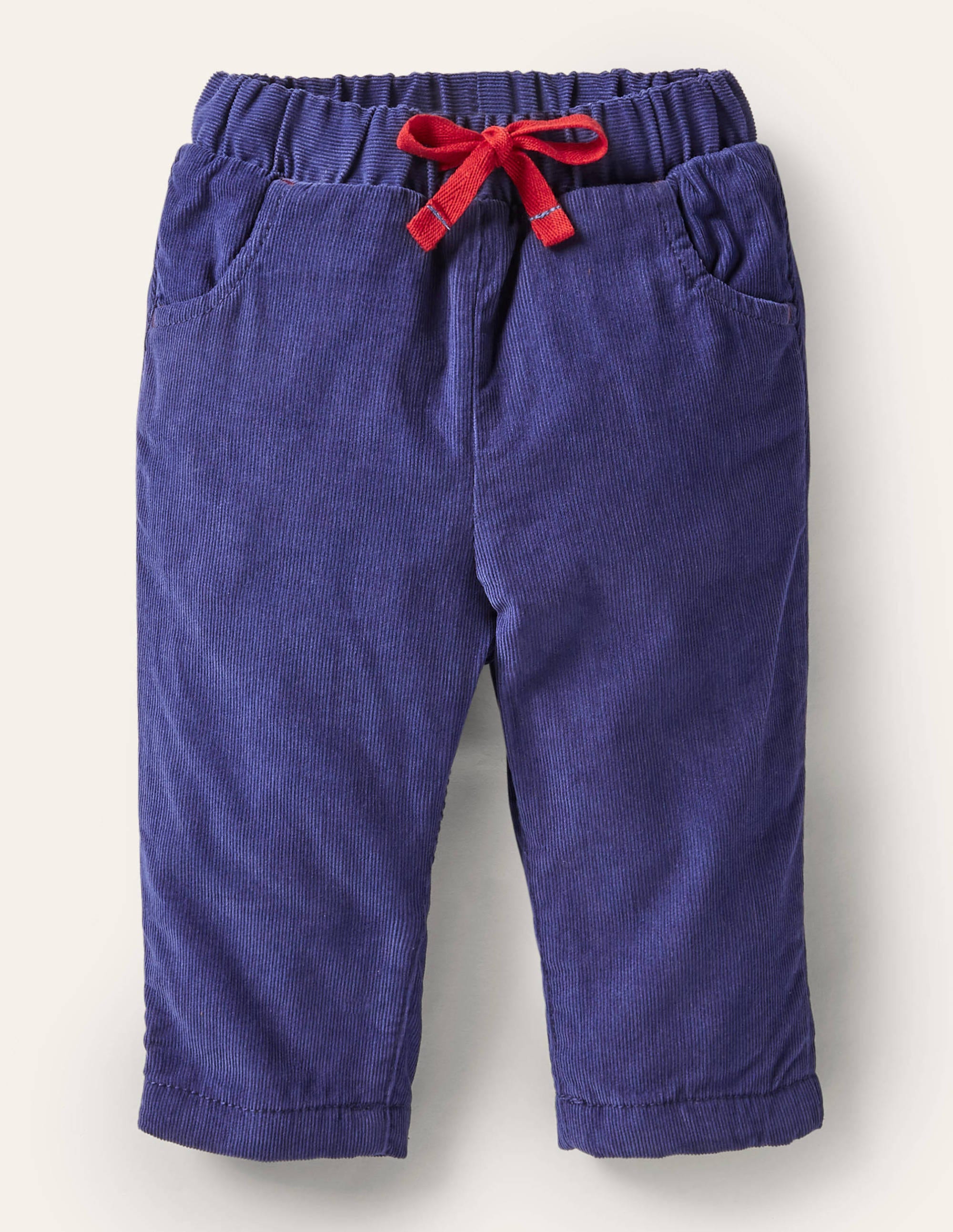 Pantalon en velours côtelé avec doublure en jersey BLU Bébé Boden, Bleu tribord