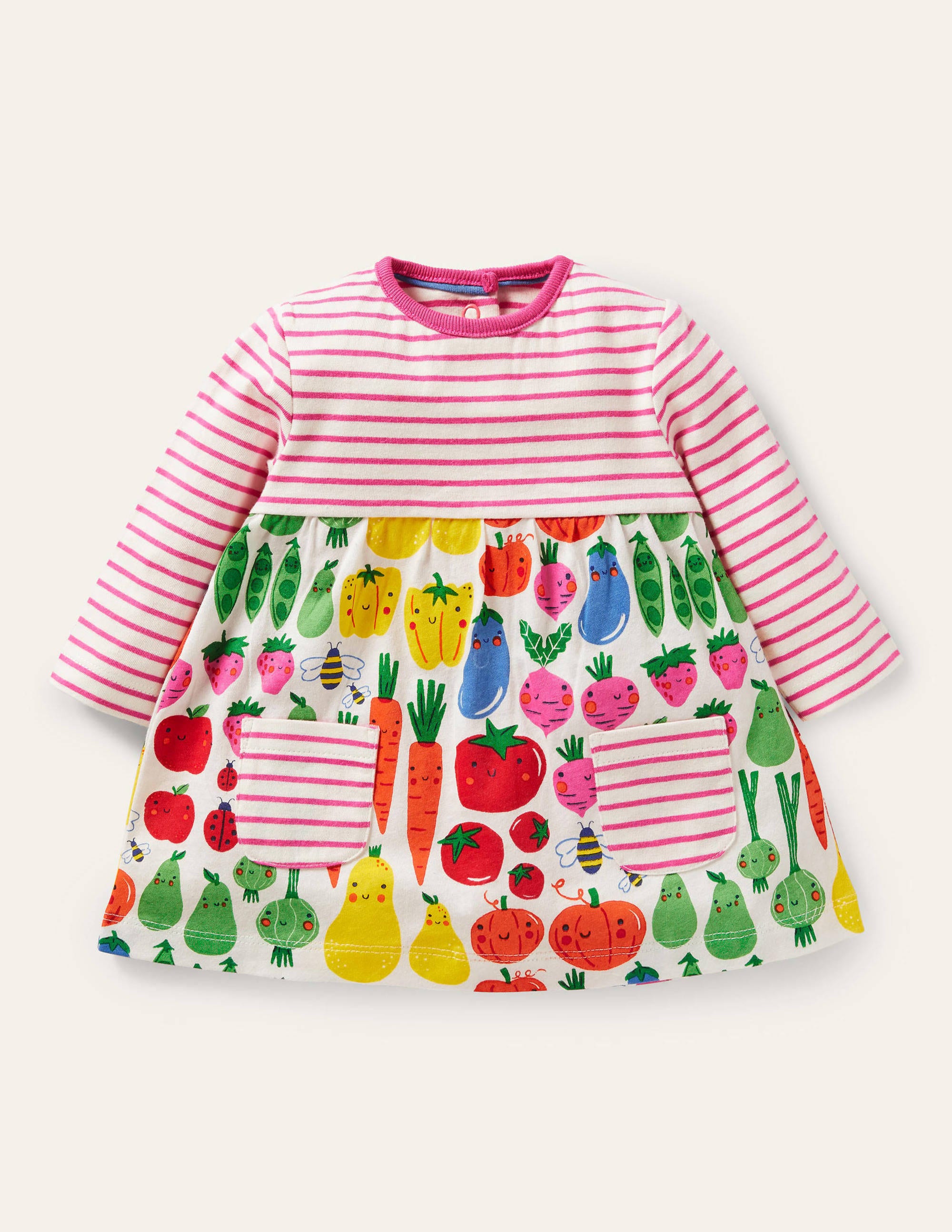 Robe en jersey à motif pêle-mêle MUL Bébé Boden, Ivoire