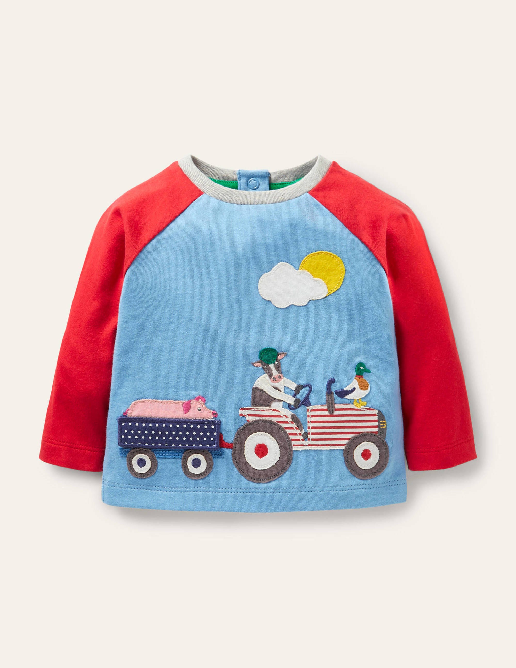 T-shirt à manches raglan avec rabats à soulever BLU Bébé Boden, Bleu