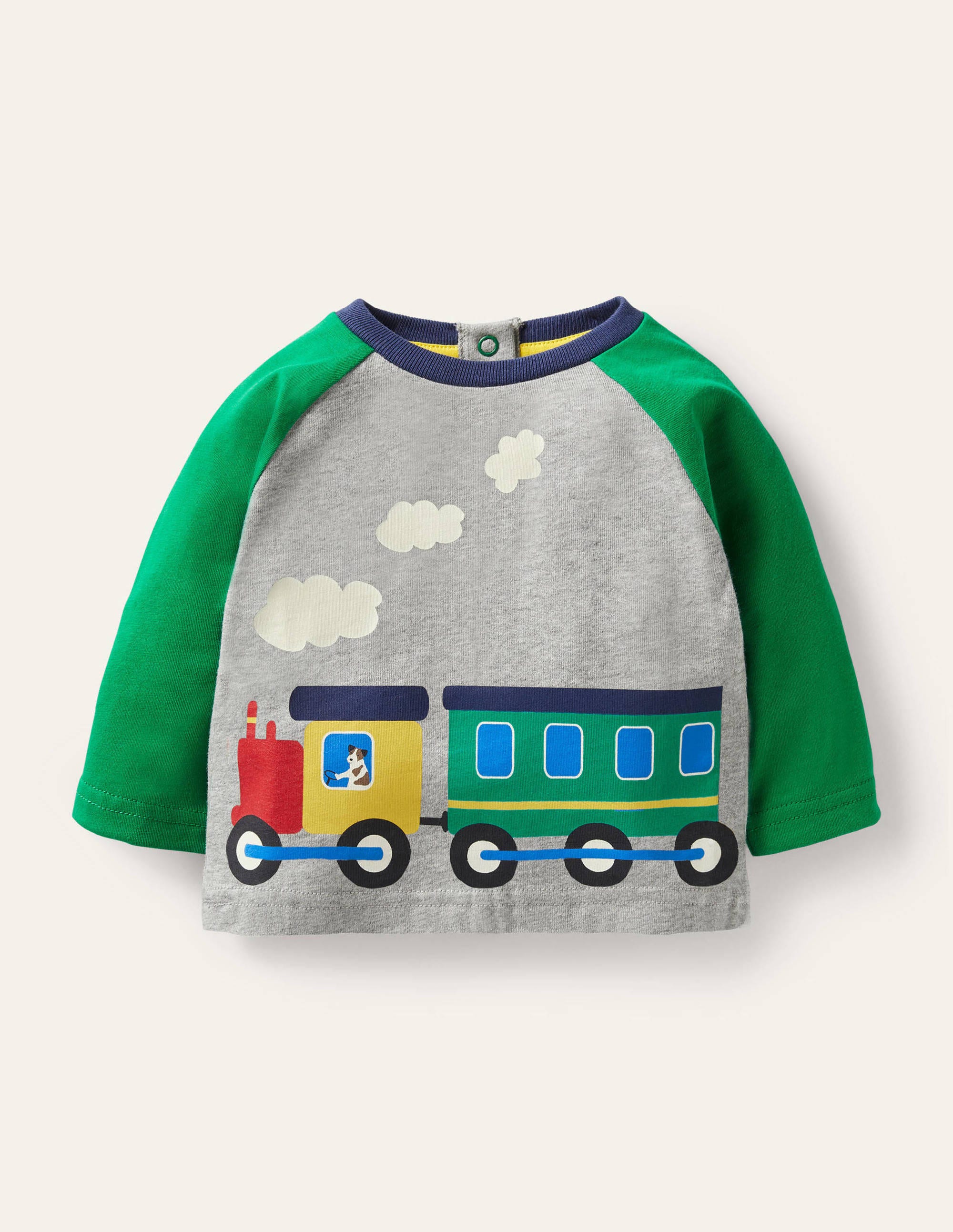 T-shirt à imprimé train GRY Bébé Boden, Gris