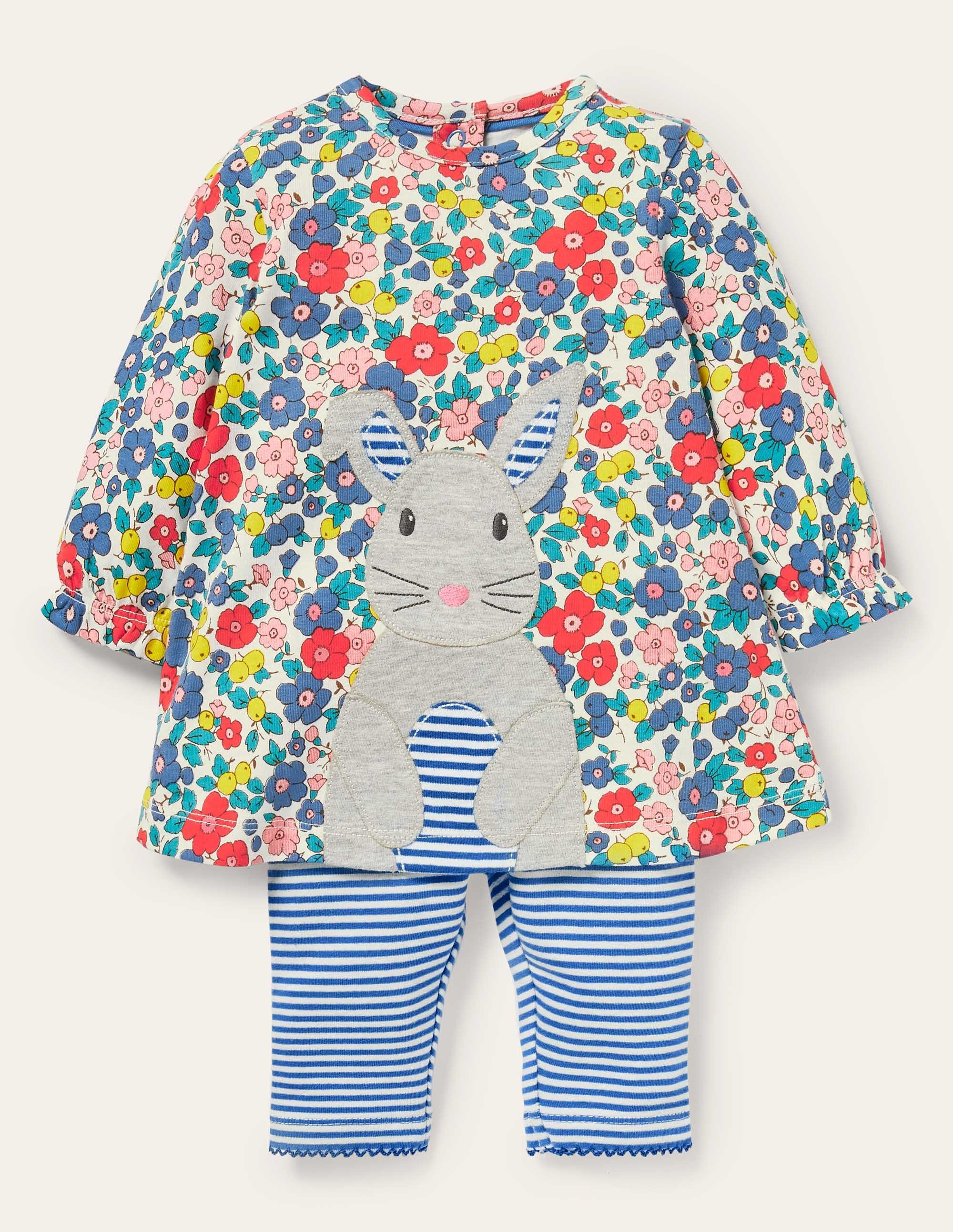 Bunny Appliqué Play Set Dress MUL Bébé Boden, Multi
