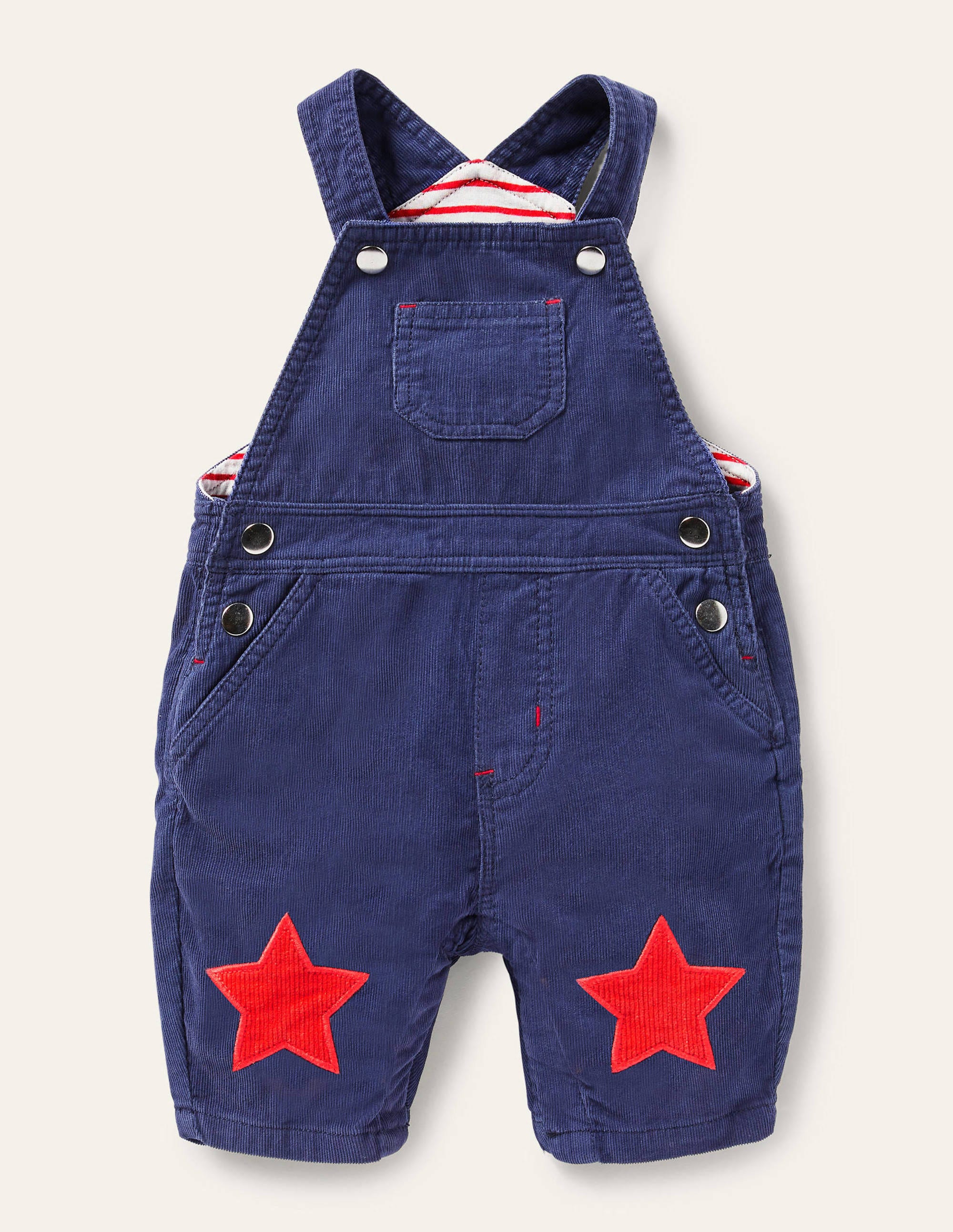 Jersey-lined Cord Dungarees IND Bébé Boden, Bleu tribord