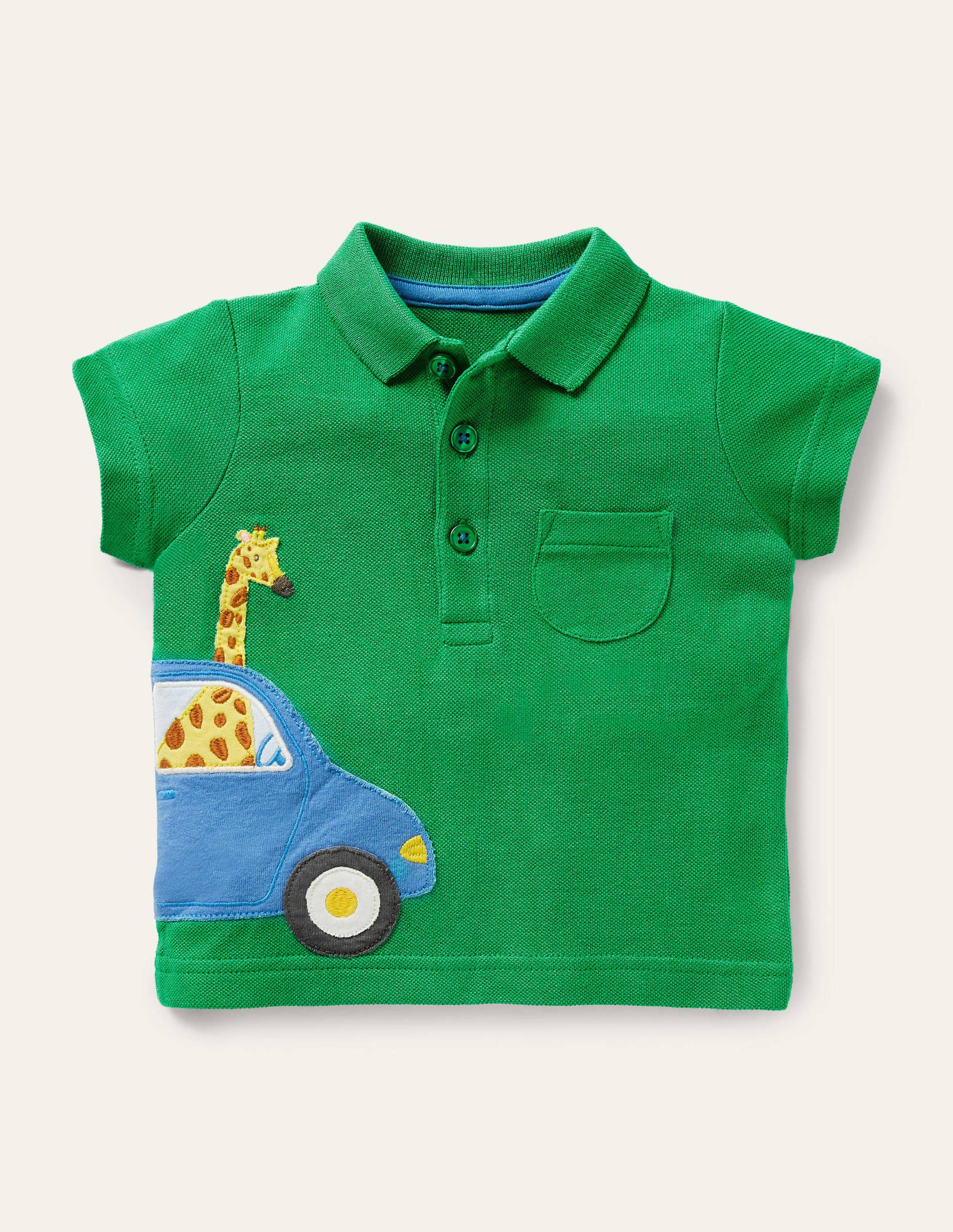 Polo en piqué fun GRN Bébé Boden, Green