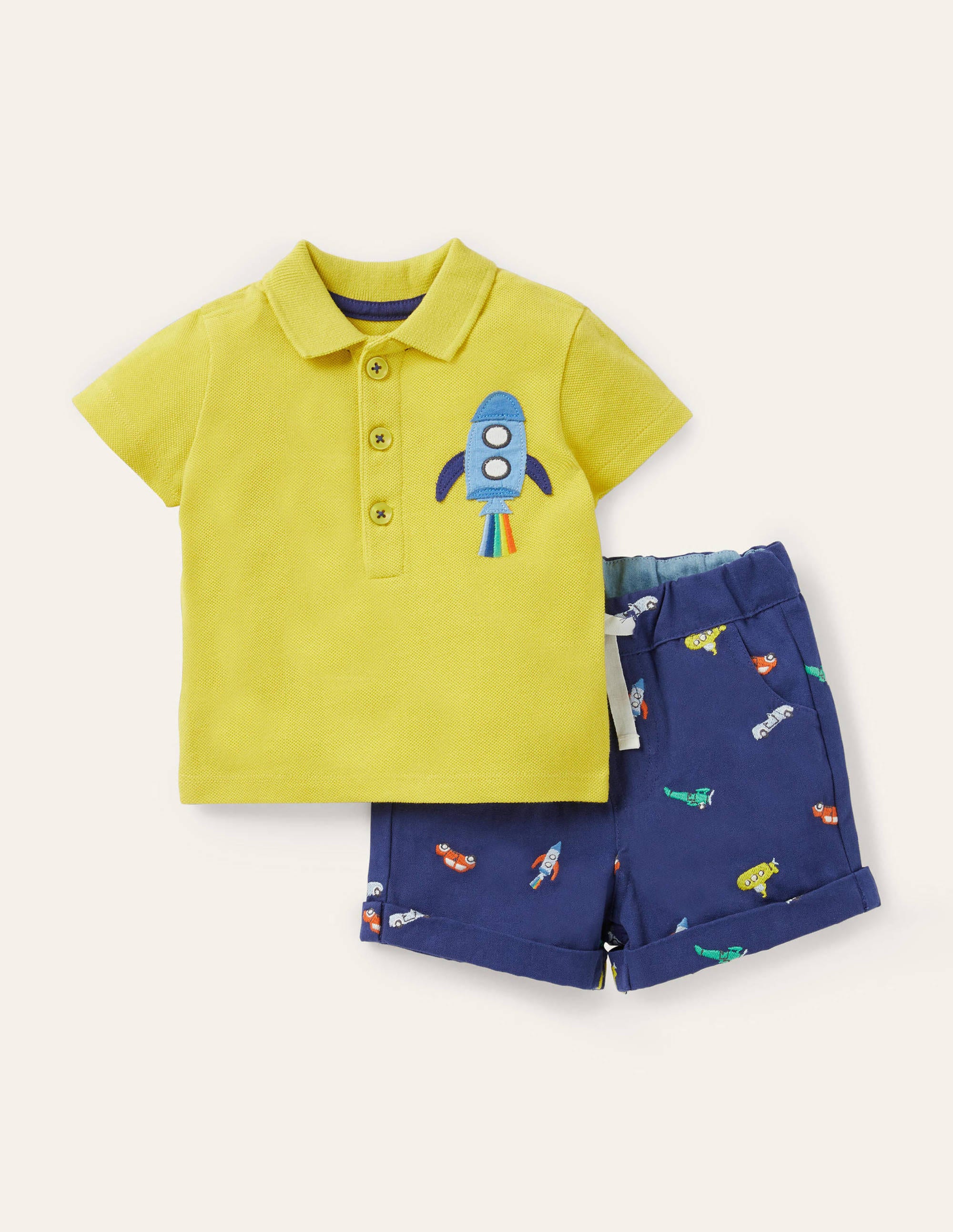 Ensemble avec polo en piqué et short NAV Bébé Boden, Navy