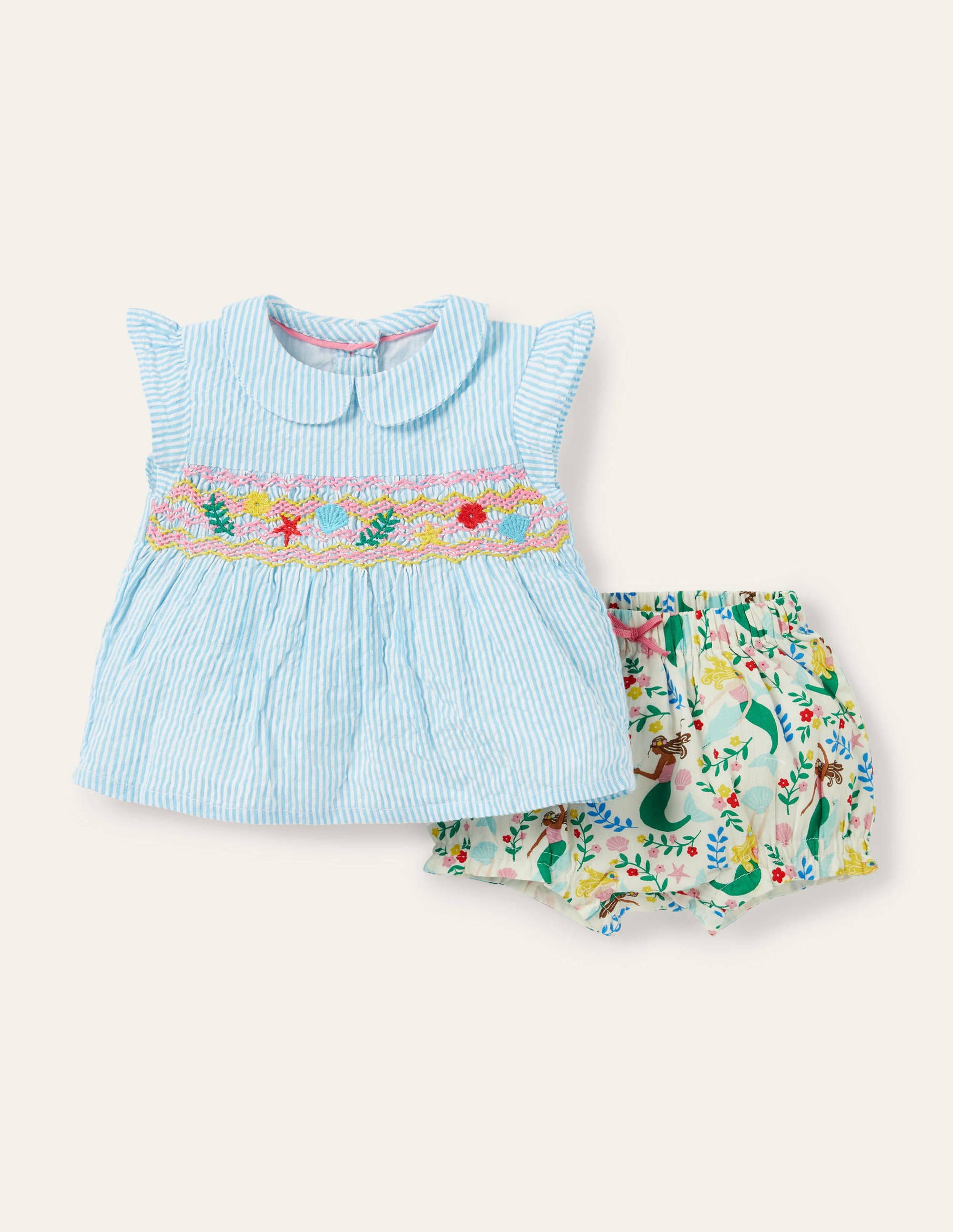 Ensemble tissé avec short IVO Bébé Boden, Ivory
