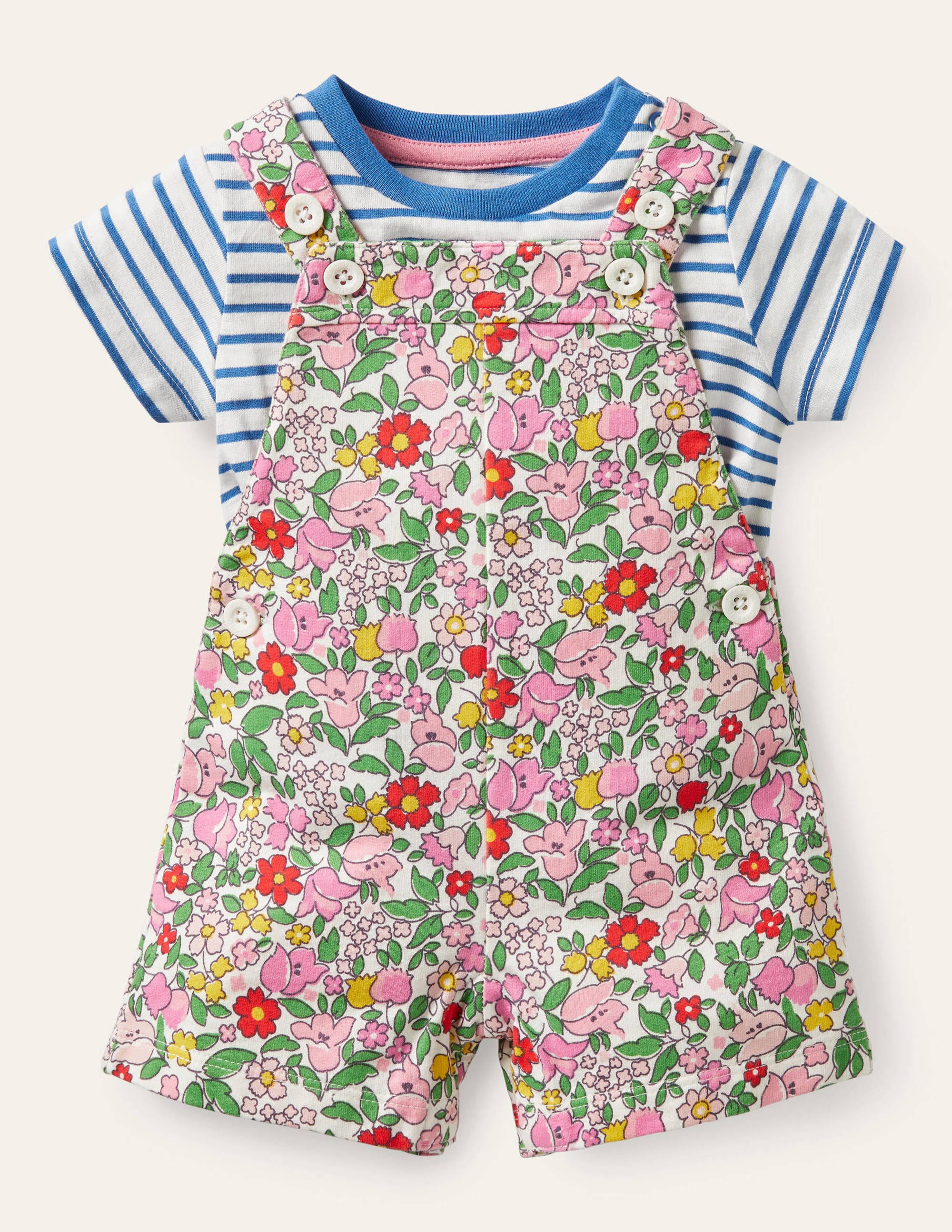Ensemble avec salopette en jersey PNK Bébé Boden, Vintage