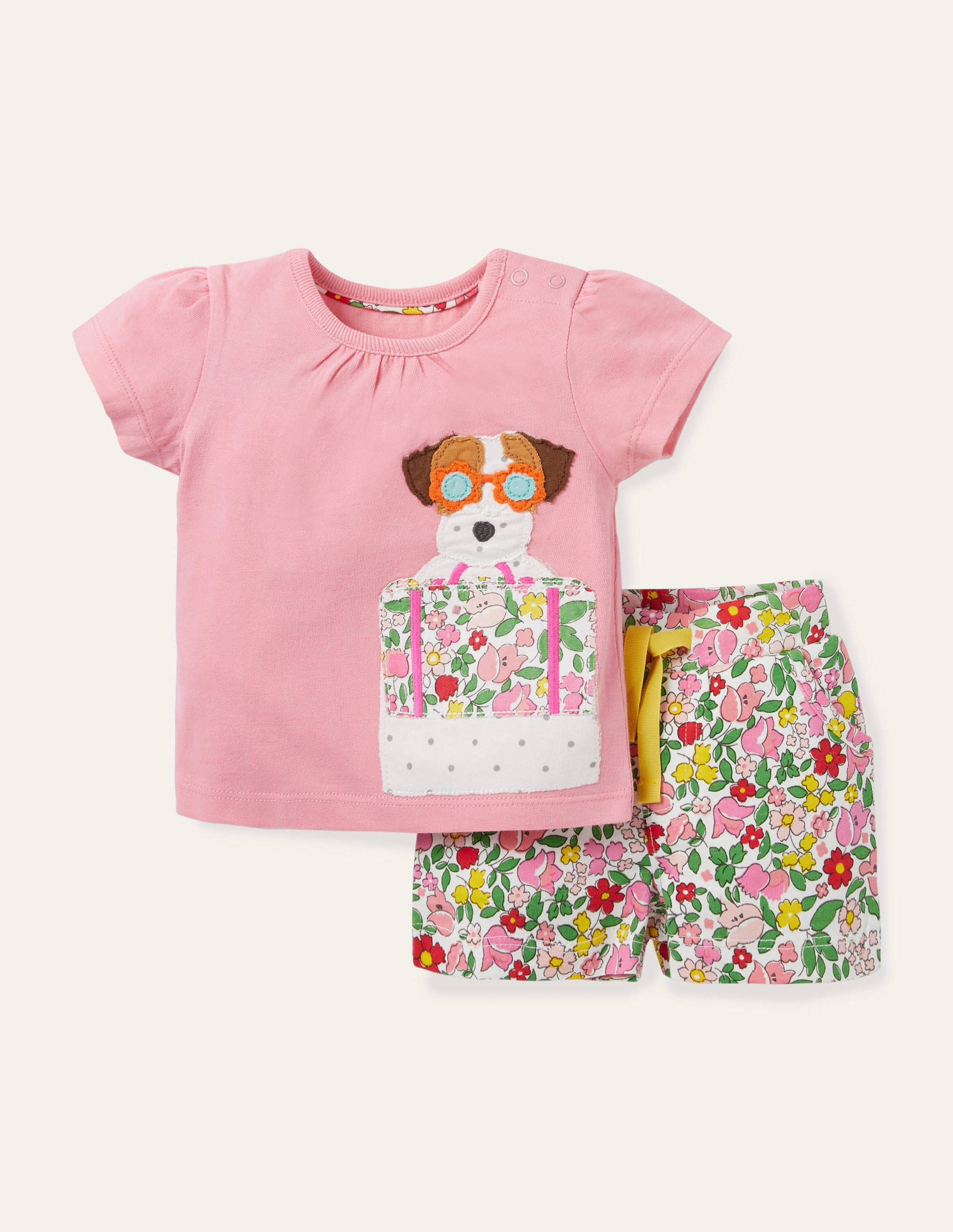 Ensemble avec short en jersey à appliqué MUL Bébé Boden, Vintage