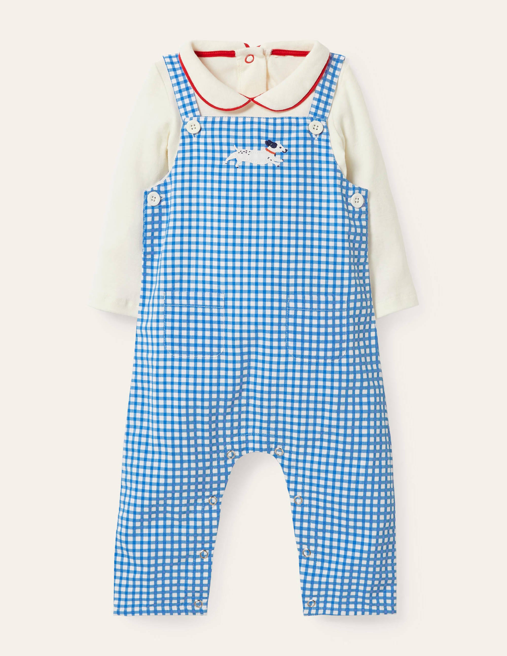 Ensemble vichy avec salopette LBL Bébé Boden, Blue