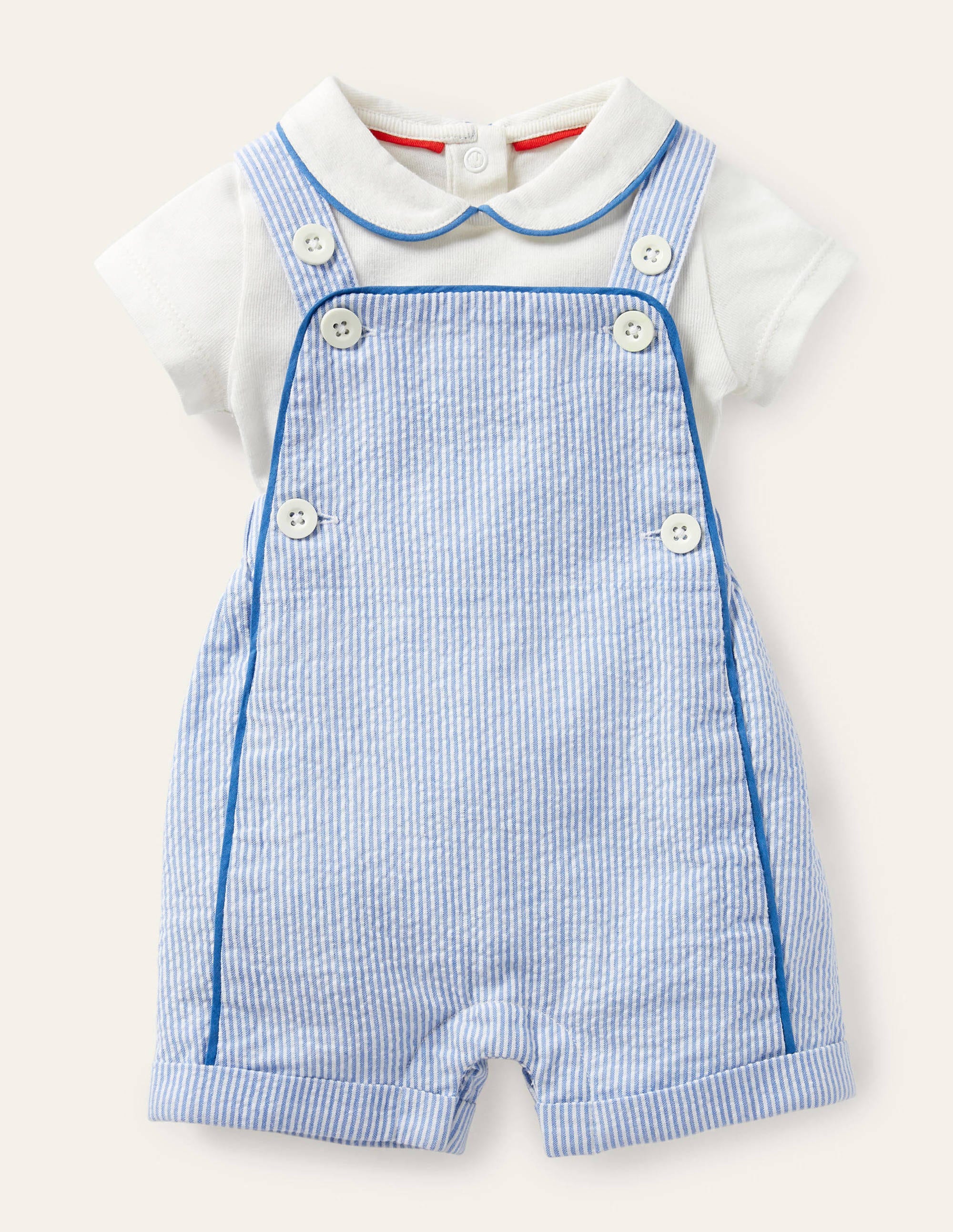 Ensemble salopette nostalgique STR Bébé Boden, Blue