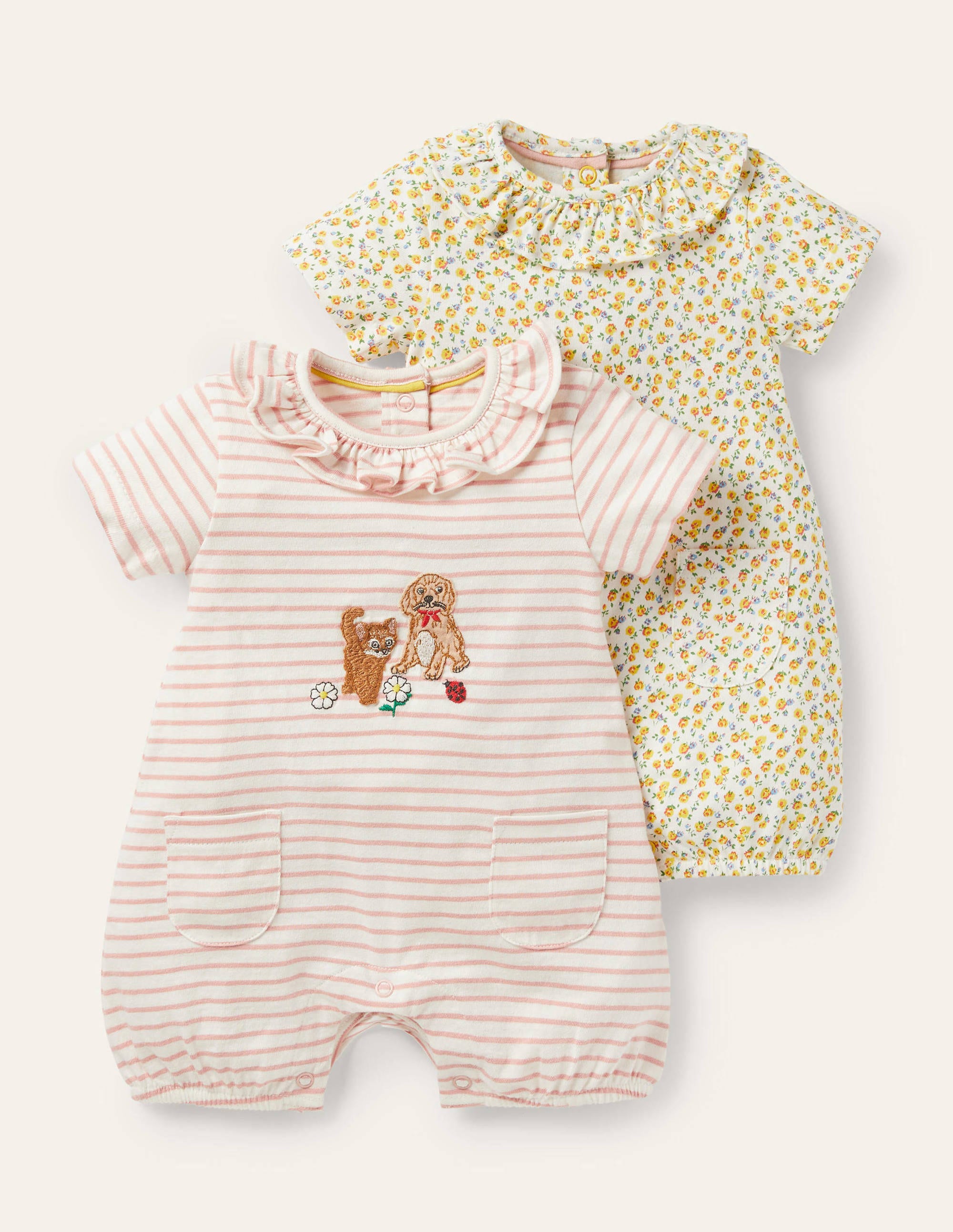 2 barboteuses en jersey YEL Bébé Boden, Yellow