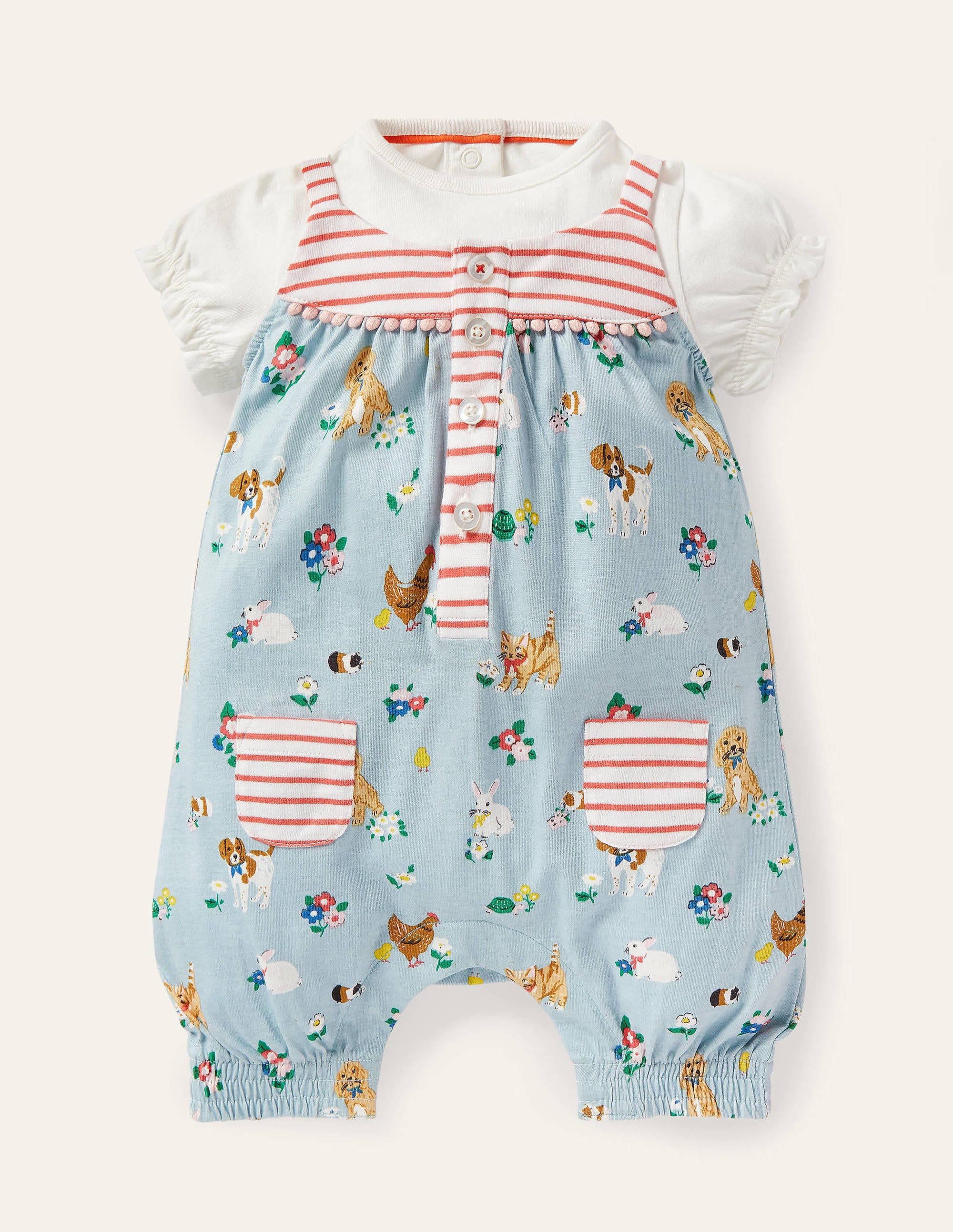 Ensemble avec barboteuse motif pêle-mêle en jersey MUL Bébé Boden, Multi