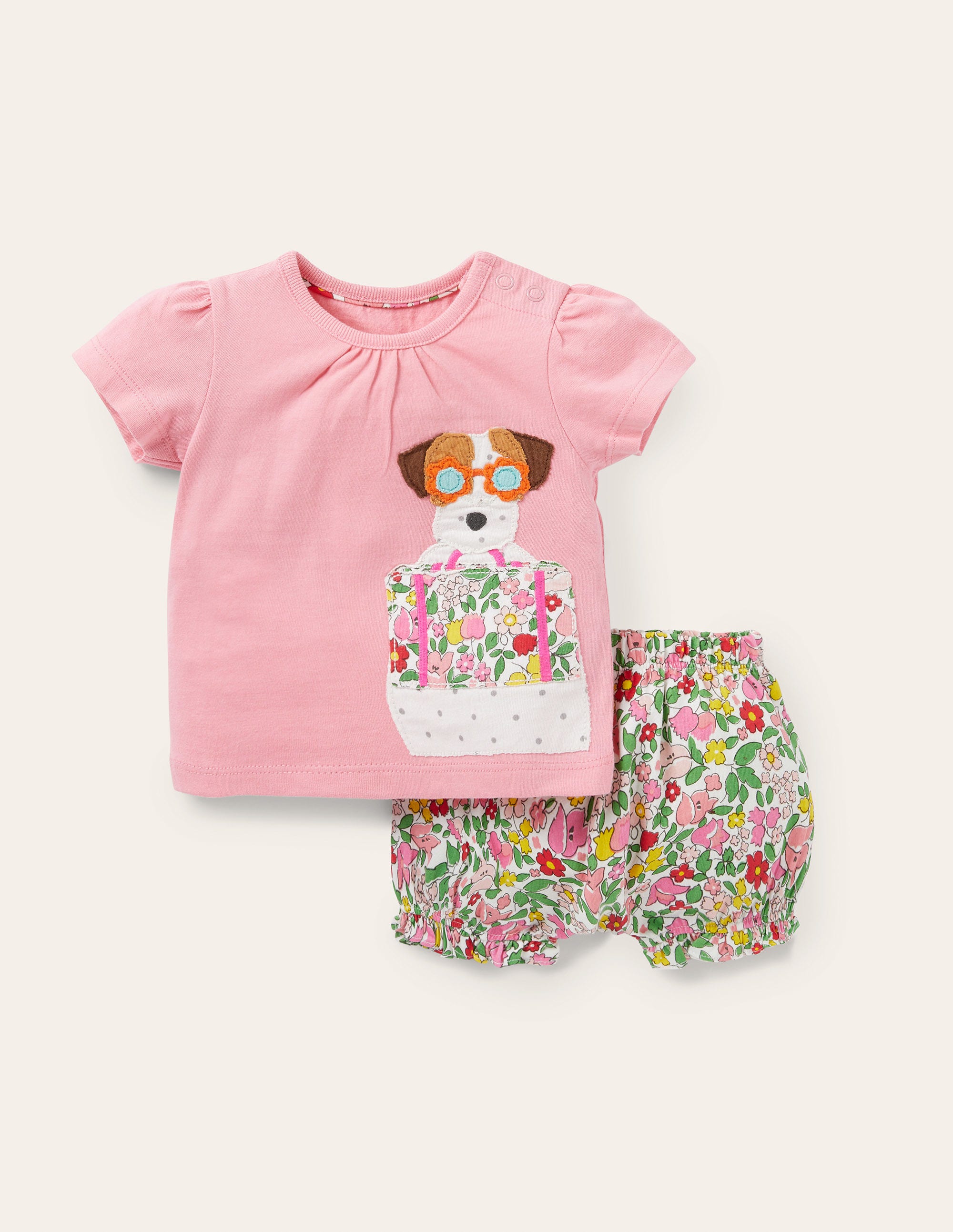 Ensemble en jersey avec short bouffant à appliqués MUL Bébé Boden, Vintage