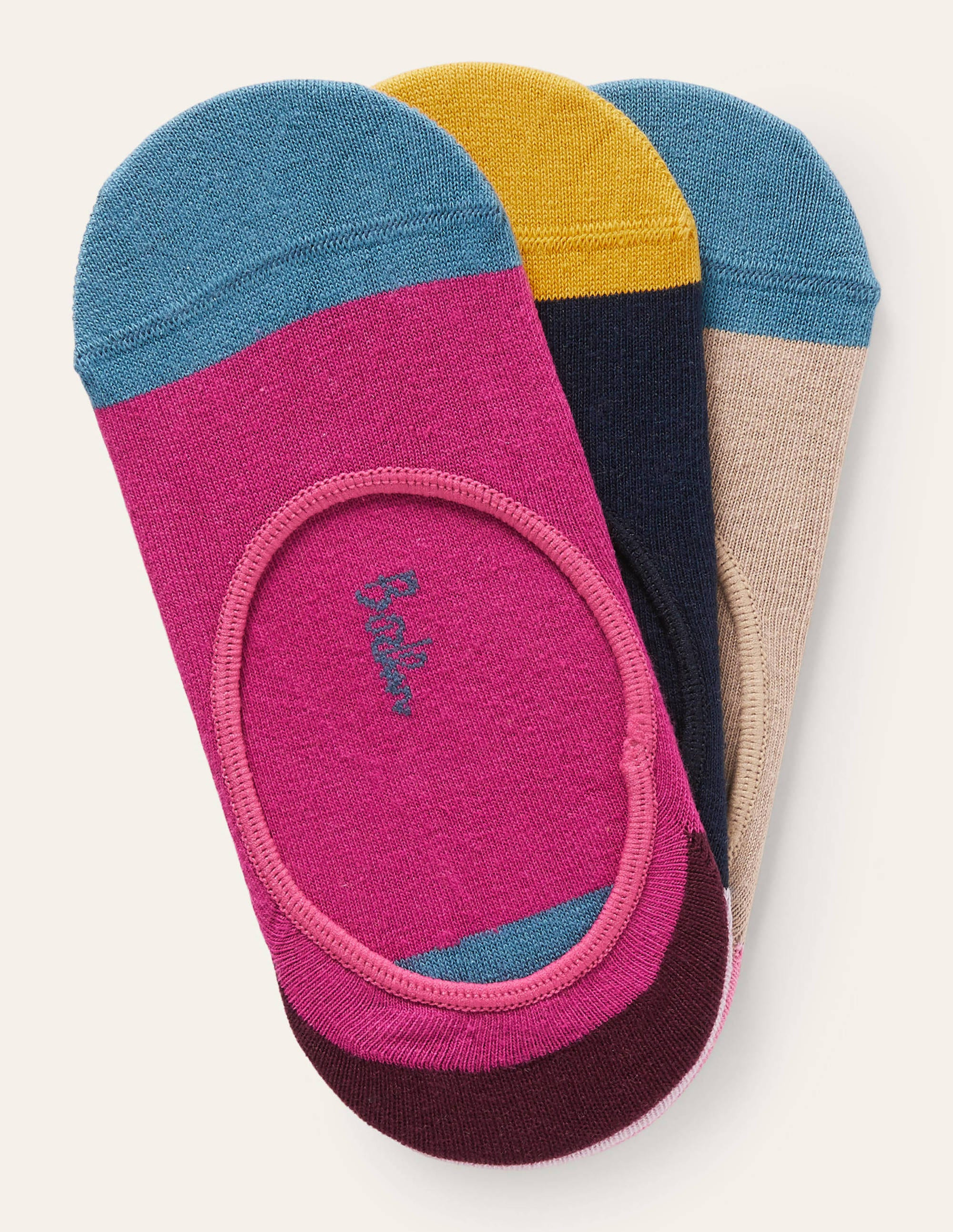 Trois paires de chaussettes invisibles COL Femme Boden, Plain