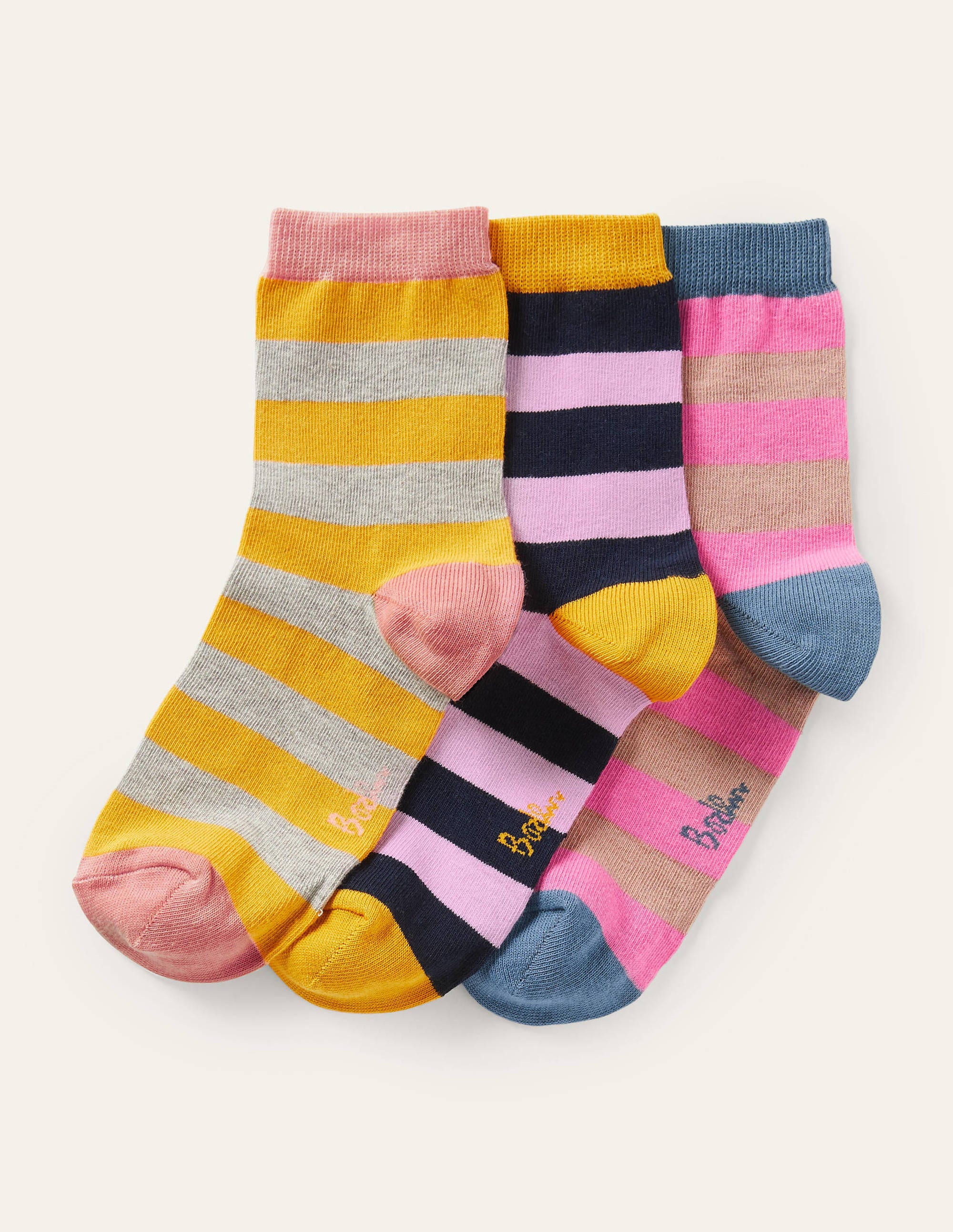 Three Pack Ankle Socks Stripe Boden UK