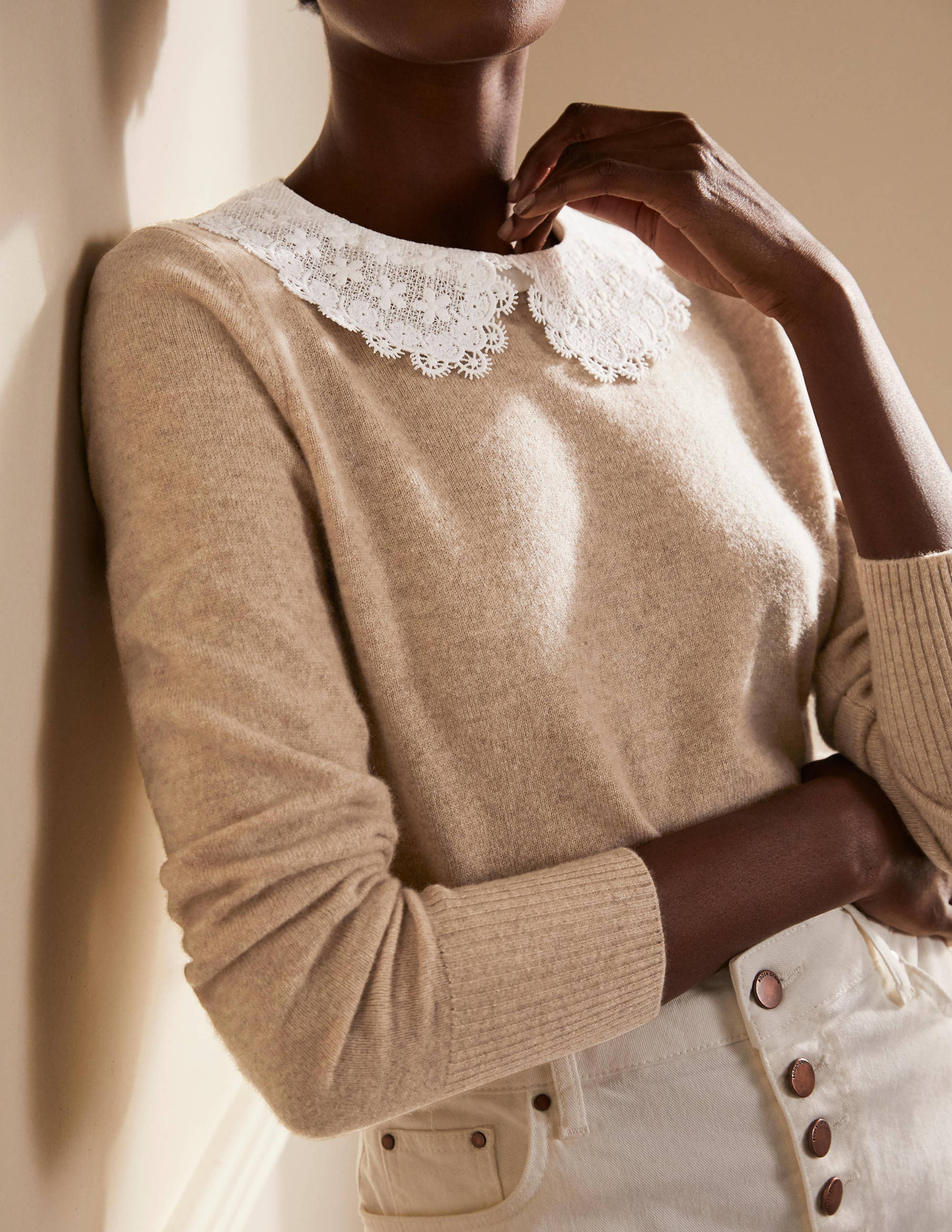 Detachable Lace Collar White Boden UK