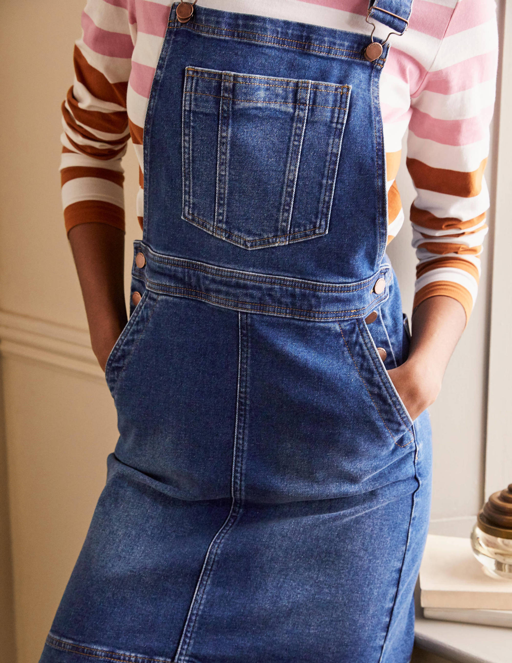 Easy Dungaree Dress Mid Vintage Denim Boden UK