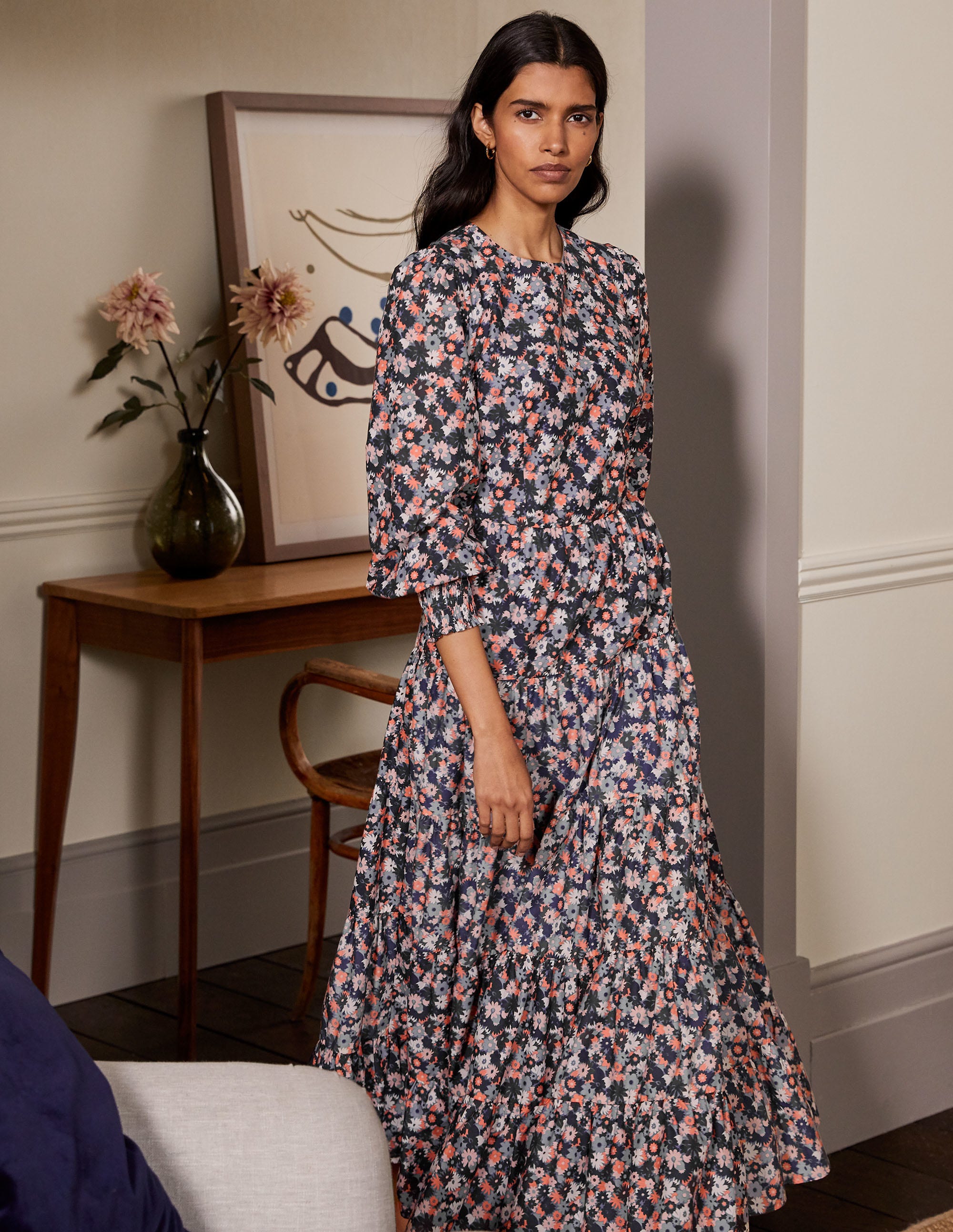 tiered maxi gown