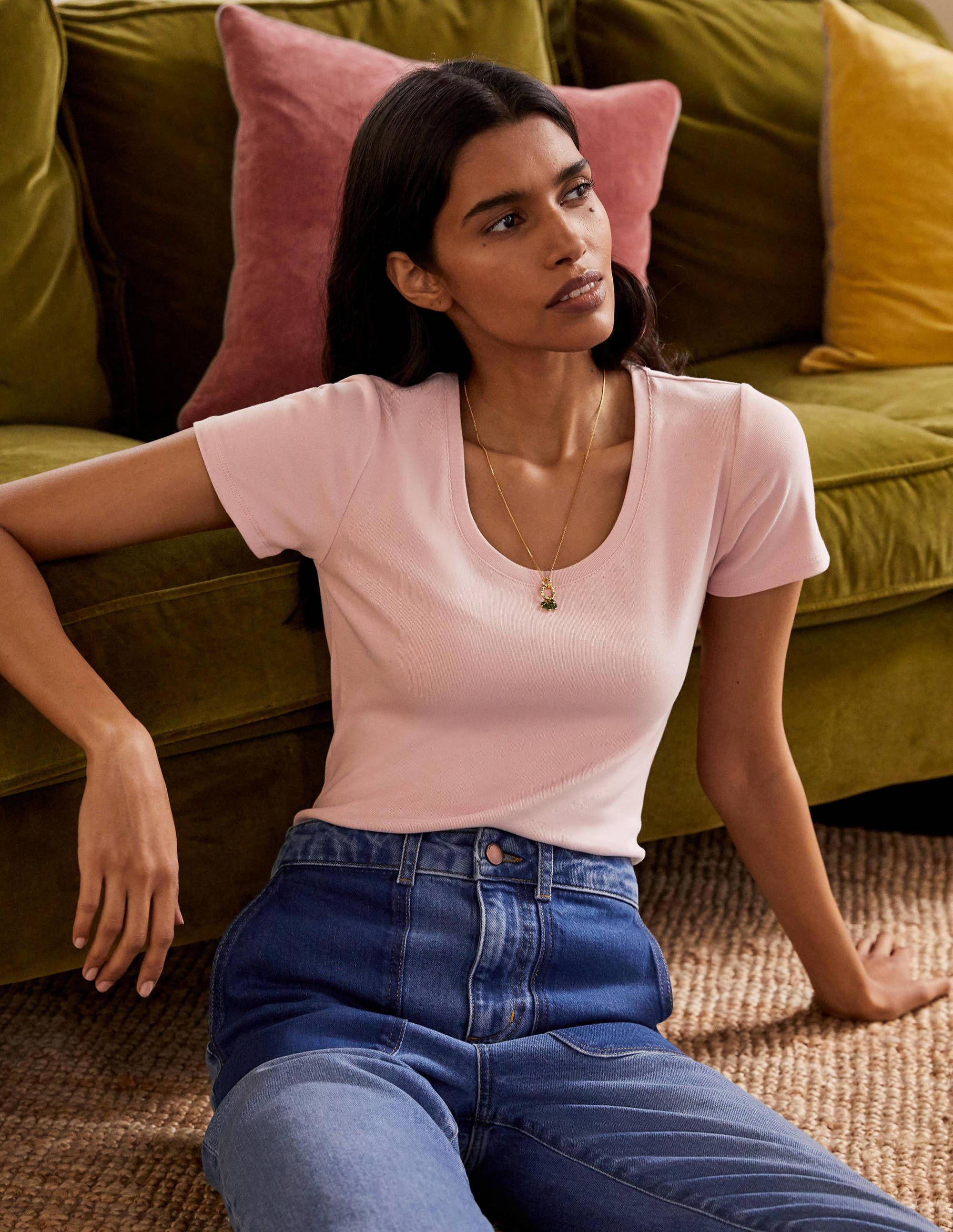 T-shirt Essential à manches courtes PCH Femme Boden, Milkshake